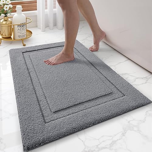 LUMI Alfombras de baño ultrasuaves antideslizantes con parte trasera de goma, absorbente y lavable, de secado rápido, alfombra de felpa de