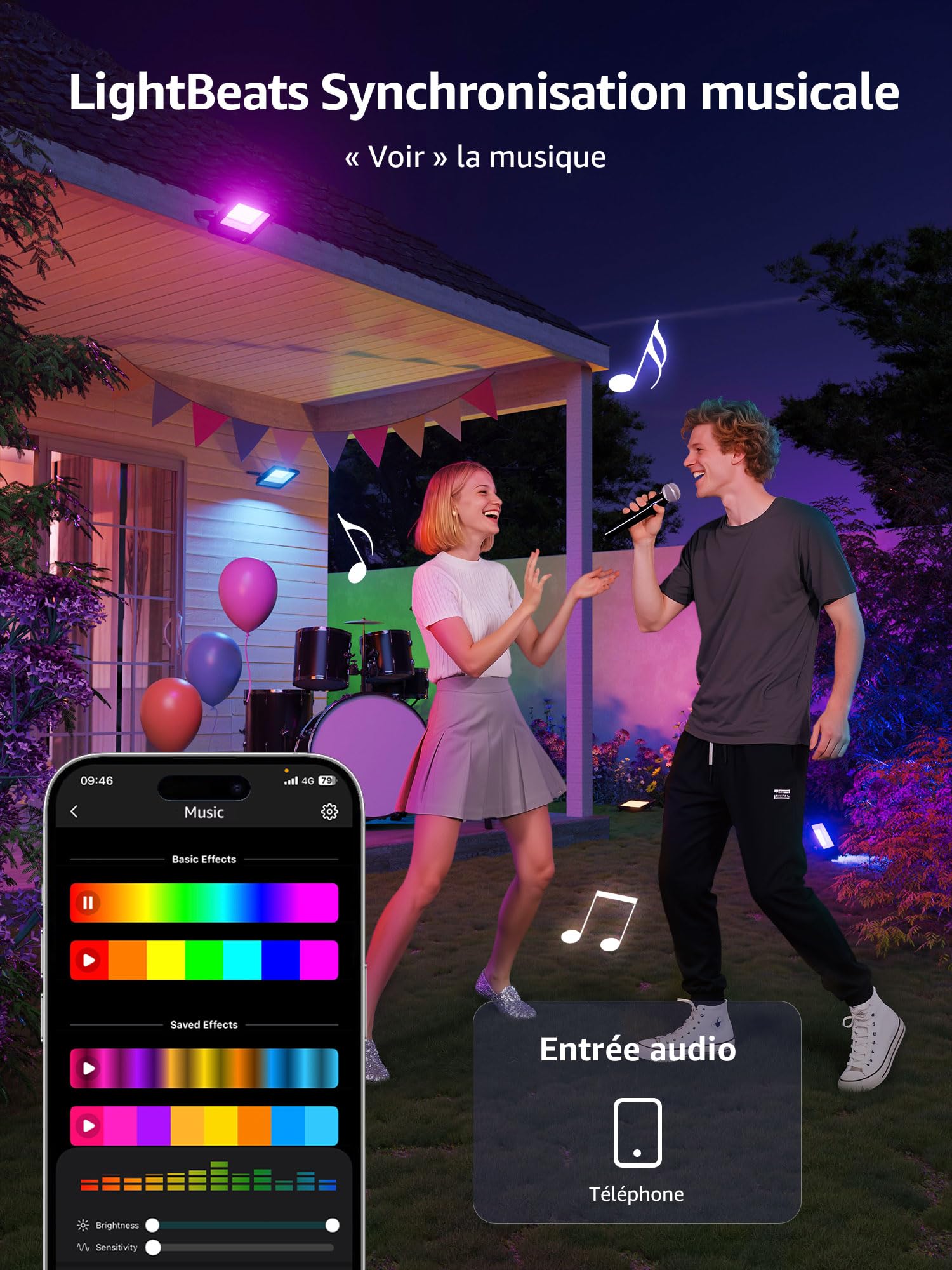 Lepro F1 IA Projecteur LED Extérieur Intelligent 50W RGB Dimmable