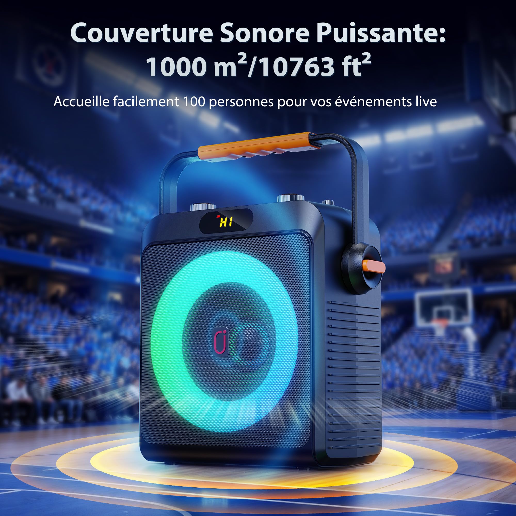 JYX Machine de Karaoké avec 2 Microphones sans Fil pour Adultes Enfants, TWS stéréo, 80 W Puissance Karaoke Professionnel avec 4 Mode Egaliseur Intégré, Karaoke Complete Supportant REC/AUX/USB/TF