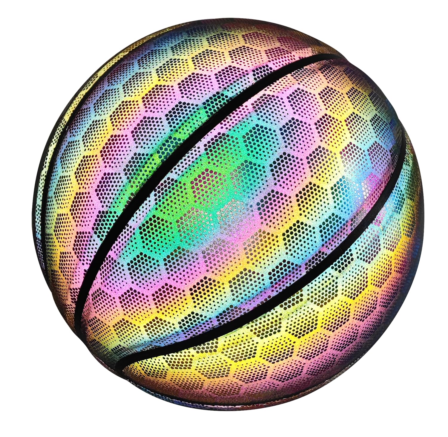 Sporting Goods - Pelota de baloncesto reflectante brillante, talla 7 fosforescente para entrenamiento, interior, exterior, regalo de baloncesto para adultos (Hexagonal)