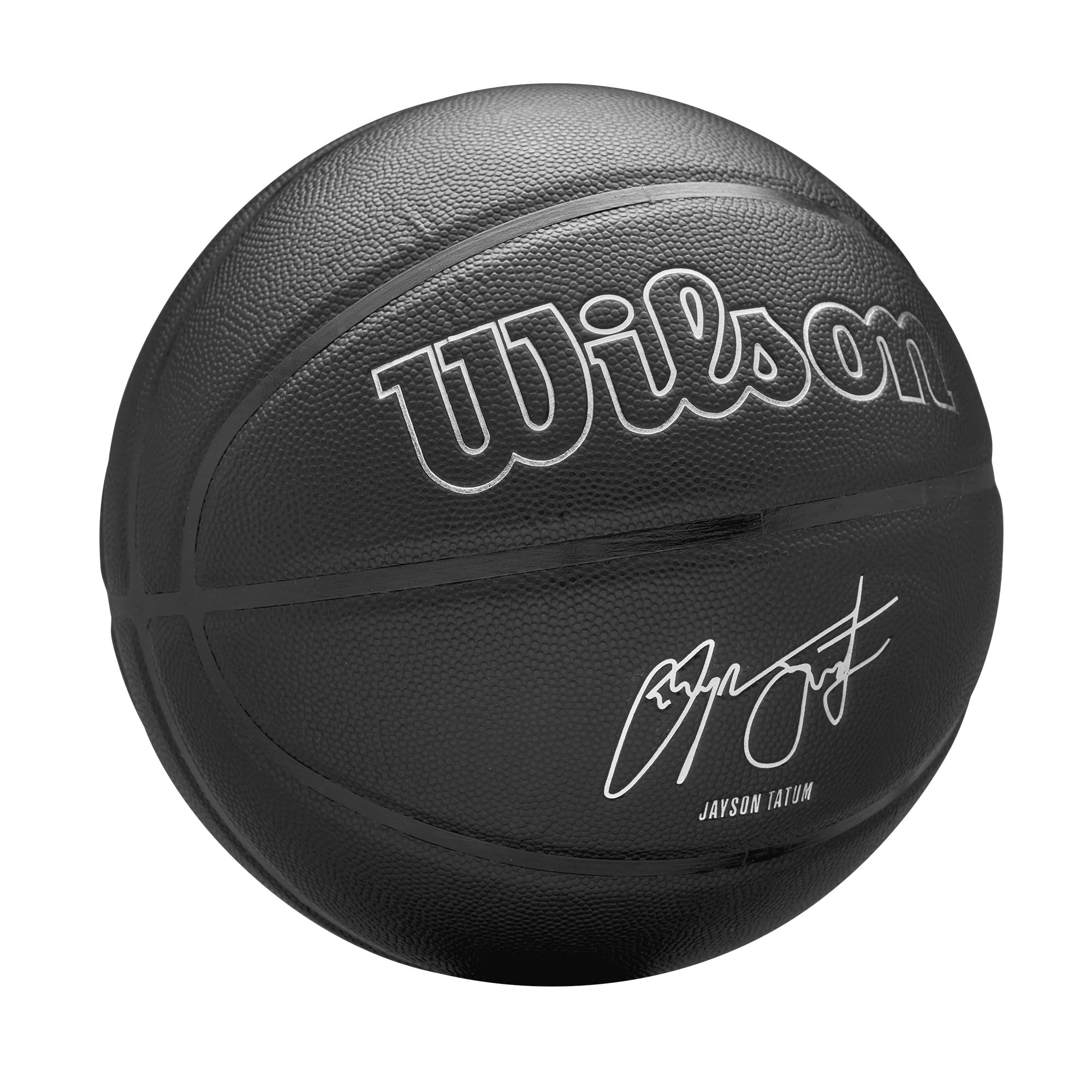 Wilson NBA Player Evergreen Basketball, Mit Pure Feel Bezug, Ideal Für Spiele Im Freien, Wetterfest, Spieler: Tatum, Farbe: Schwarz, Größe: 7