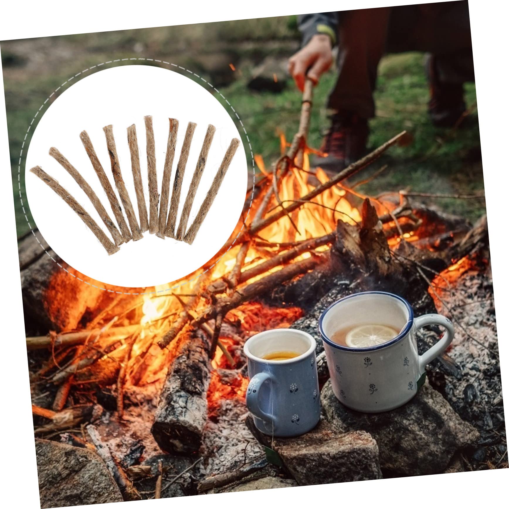 WHAMVOX 20pcs Rope Fire Starter for Campfires Fire Starter Camping Kitchen Accessories