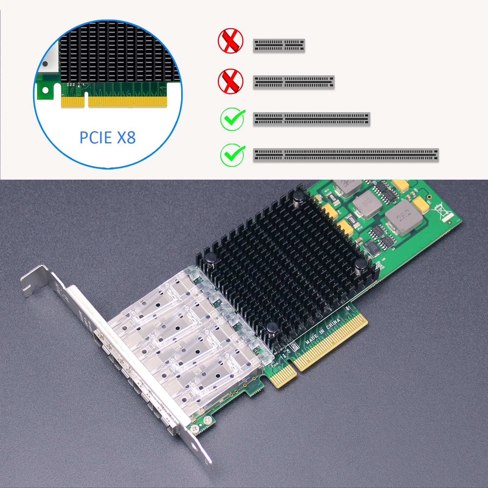 GLOTRENDS ST7322 4-portowa karta sieciowa serwerowa 10GbE SFP+ PCIe 3.0 x8, układ Broadcom BCM57840, obsługa TOE, iSCSI, FCoE oraz SR-IOV