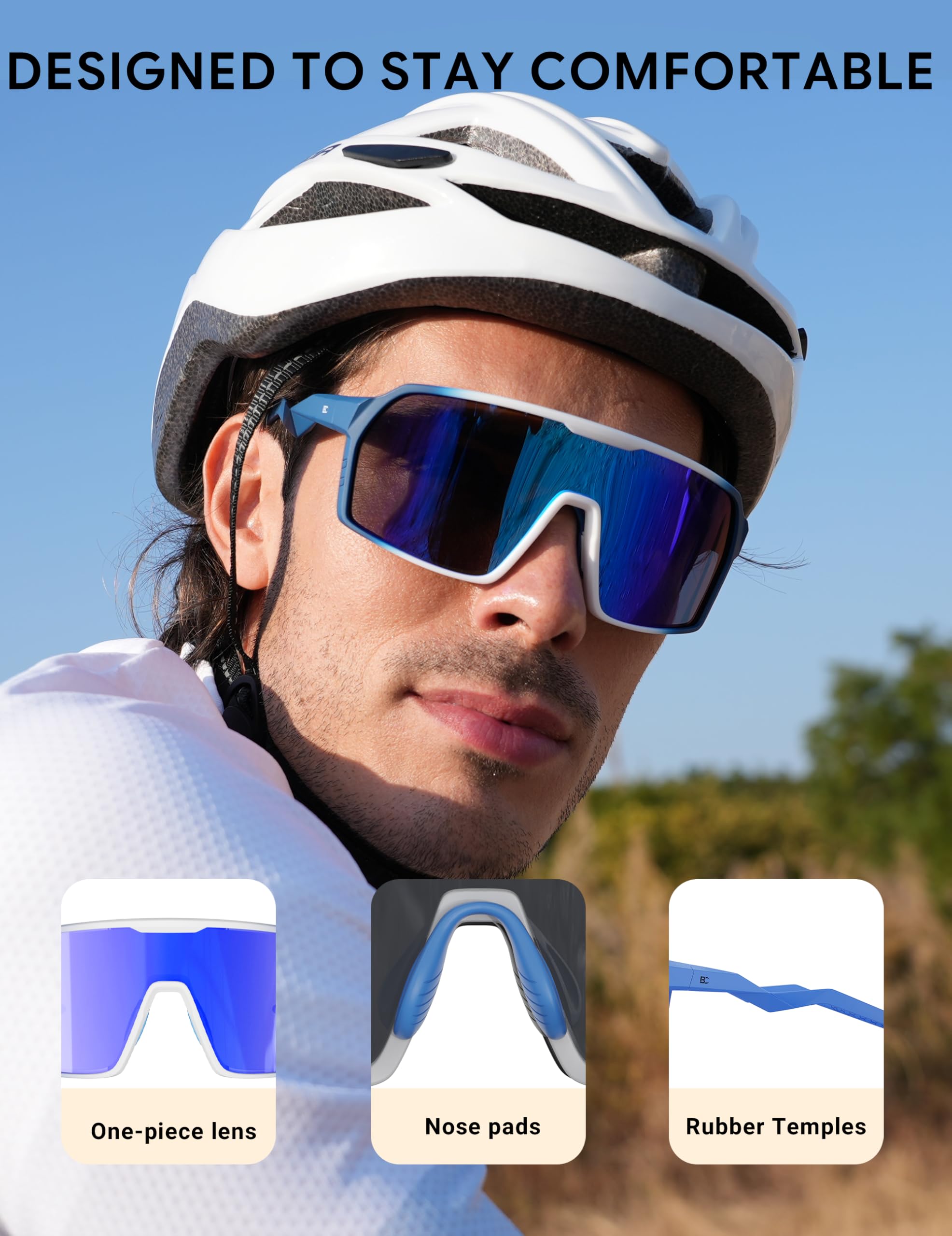 Occhiali polarizzati sportivi da ciclismo: occhiali da sole con protezione UV400, montatura TR90, per uomini e donne, corsa, pesca, guida