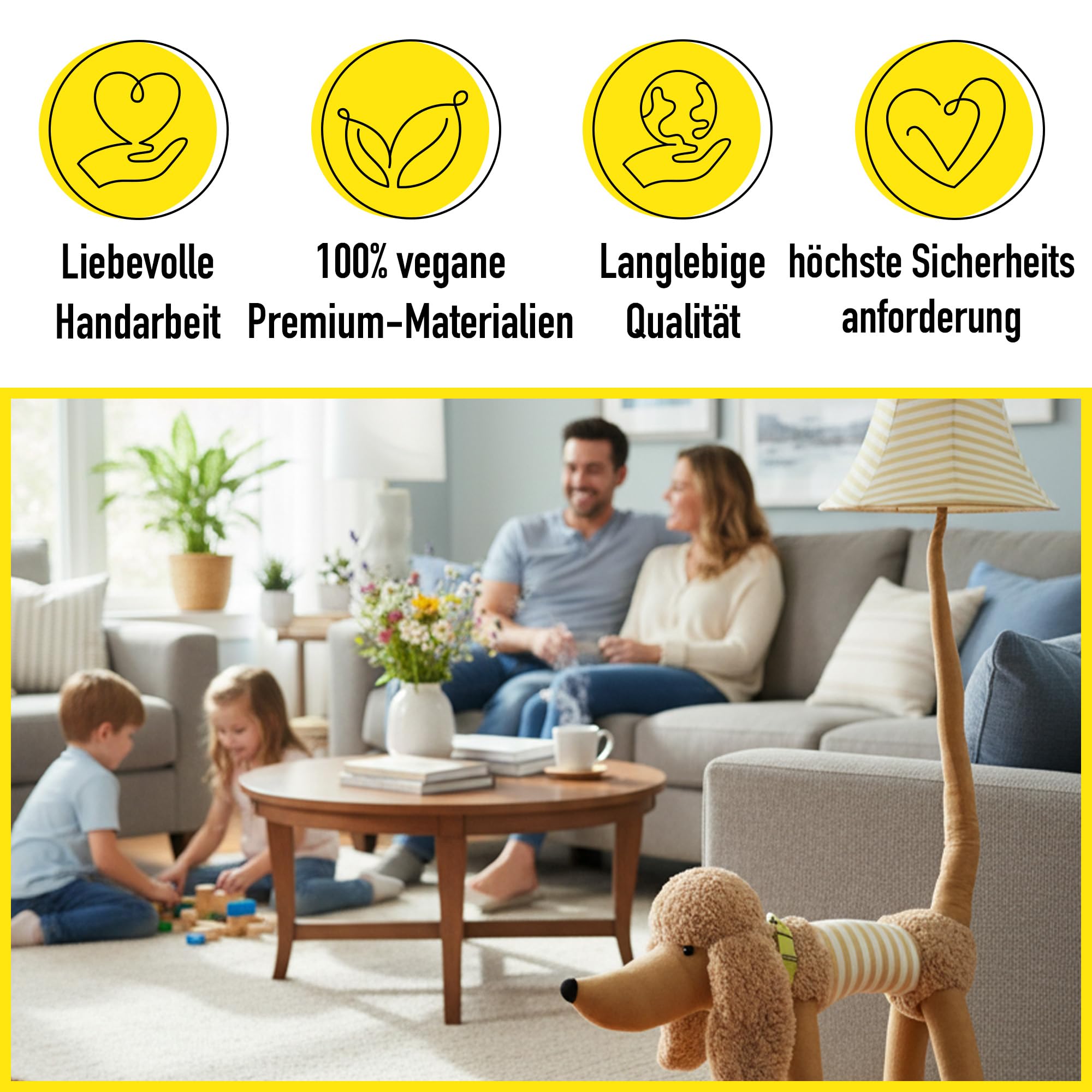 Happy Lamps Bello der Pudel LED-Stehampe 126 cm, Kinderzimmer Deko | handgefertigt, kindersicher, ideal fürs Kinderzimmer, Geschenkidee
