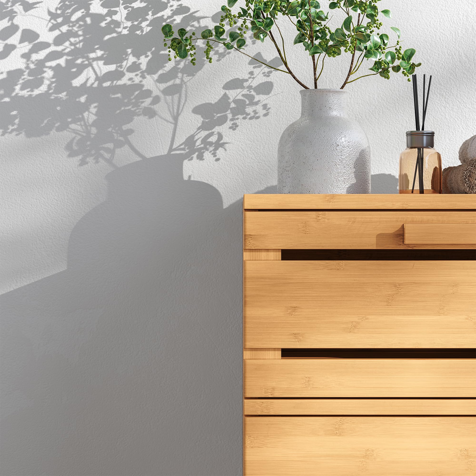 [en.casa] Aparador para Baño Epind Mueble Auxilar de Baño con 1 Puerta y 1 Cajón Armario Bajo 75 x 33 x 30 cm Bambú - Natural