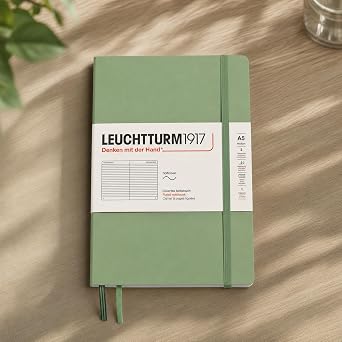 LEUCHTTURM1917 - Notebook Softcover Medium A5-123 Numbered Pages for Writing and Journaling (Ruled, Sage)