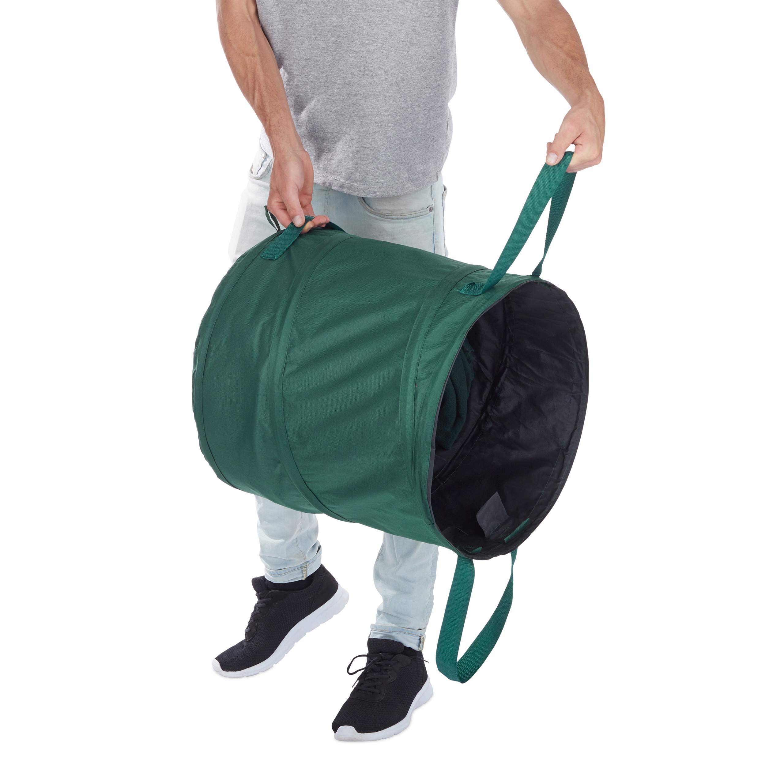 relaxdays Sacchi per Foglie Pop Up, Set da 3, per Fogliame e Rifiuti da Giardino, 85 l, Autoportanti, ∅: 46 cm, Verdi, Verde