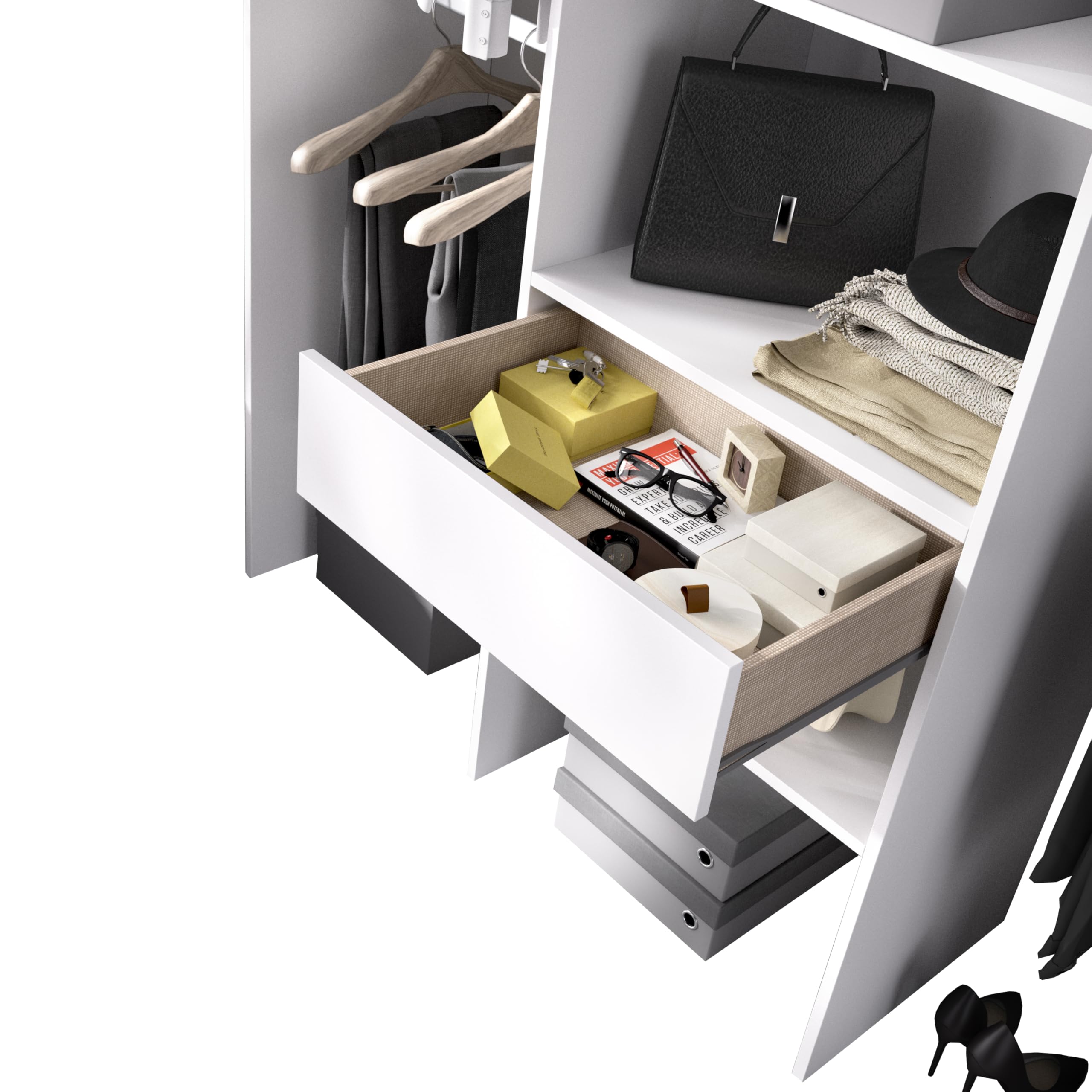 DEKIT GRUPO RIMOBEL SUIT - Vestidor de 1 columna con barras en los laterales - BLANCO - 187 x 160 x 50