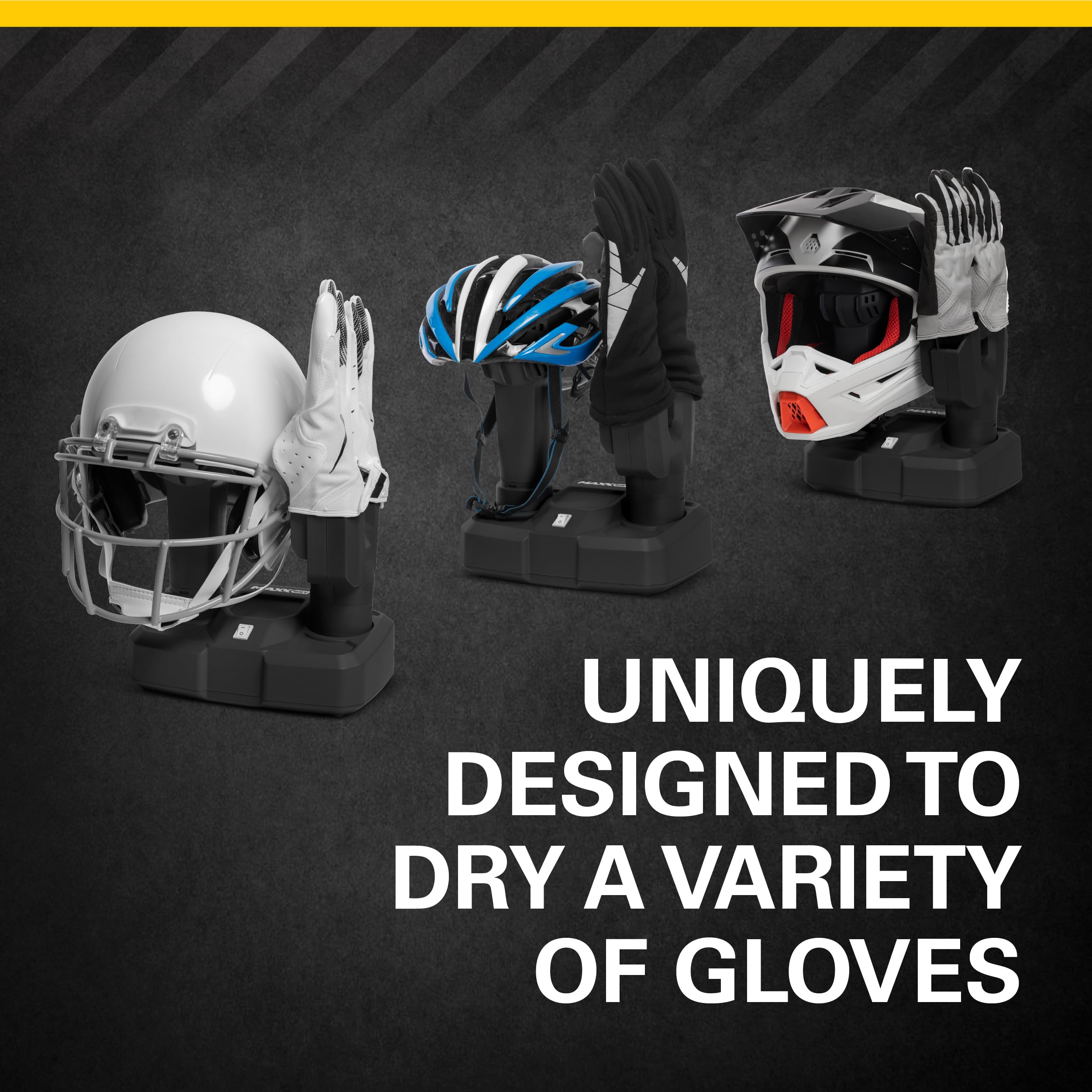 MaxxDry - Secador de casco y guantes, flujo de aire sin calor impulsado por ventilador, seca rápidamente cascos, guantes y equipo de protección, compacto, duradero y silencioso, perfecto para deportes