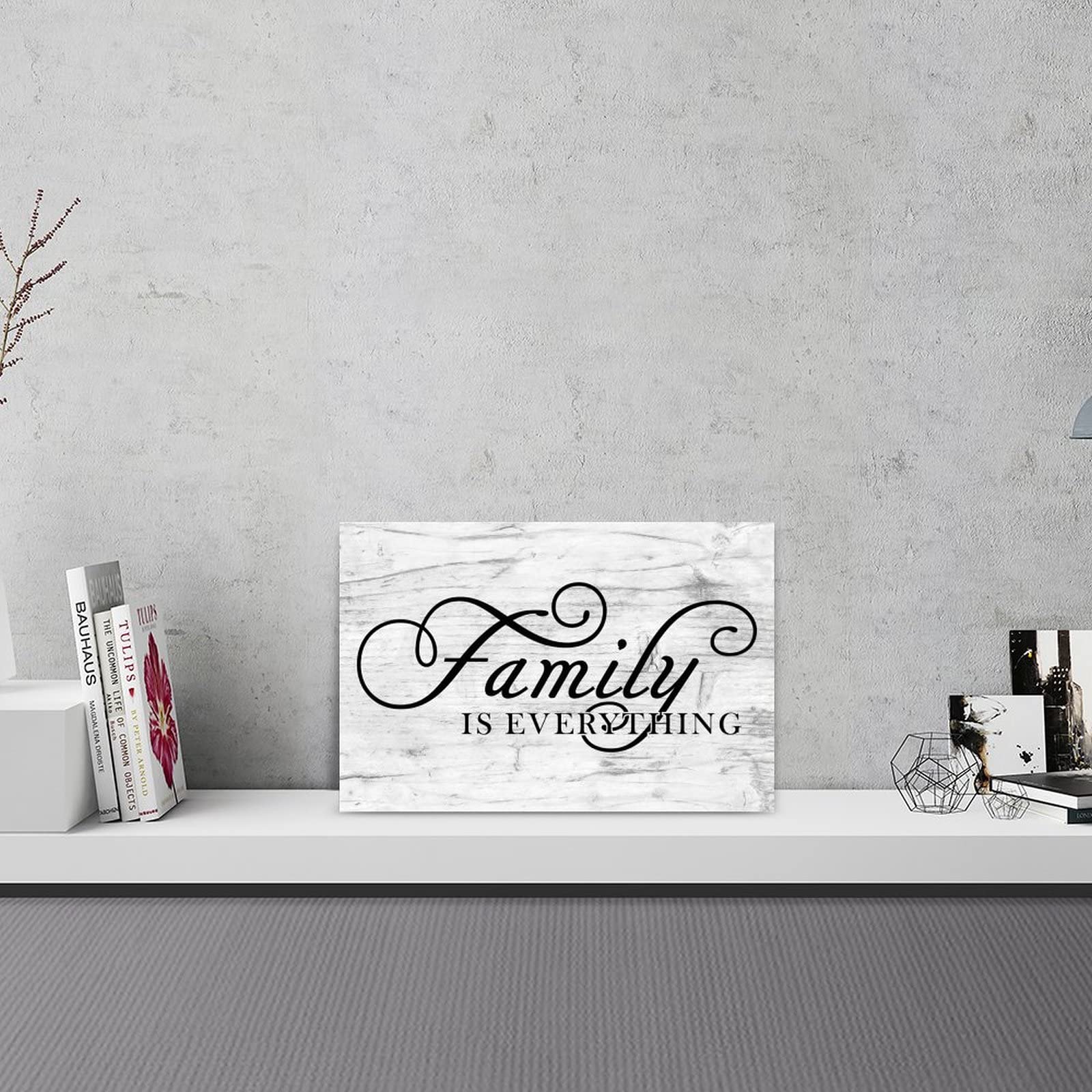 Targa da parete in legno con scritta in inglese Family Is Everything Modern Wall Art in legno, 40 x 40 cm, con detto, decorazione per la casa per soggiorno, ufficio