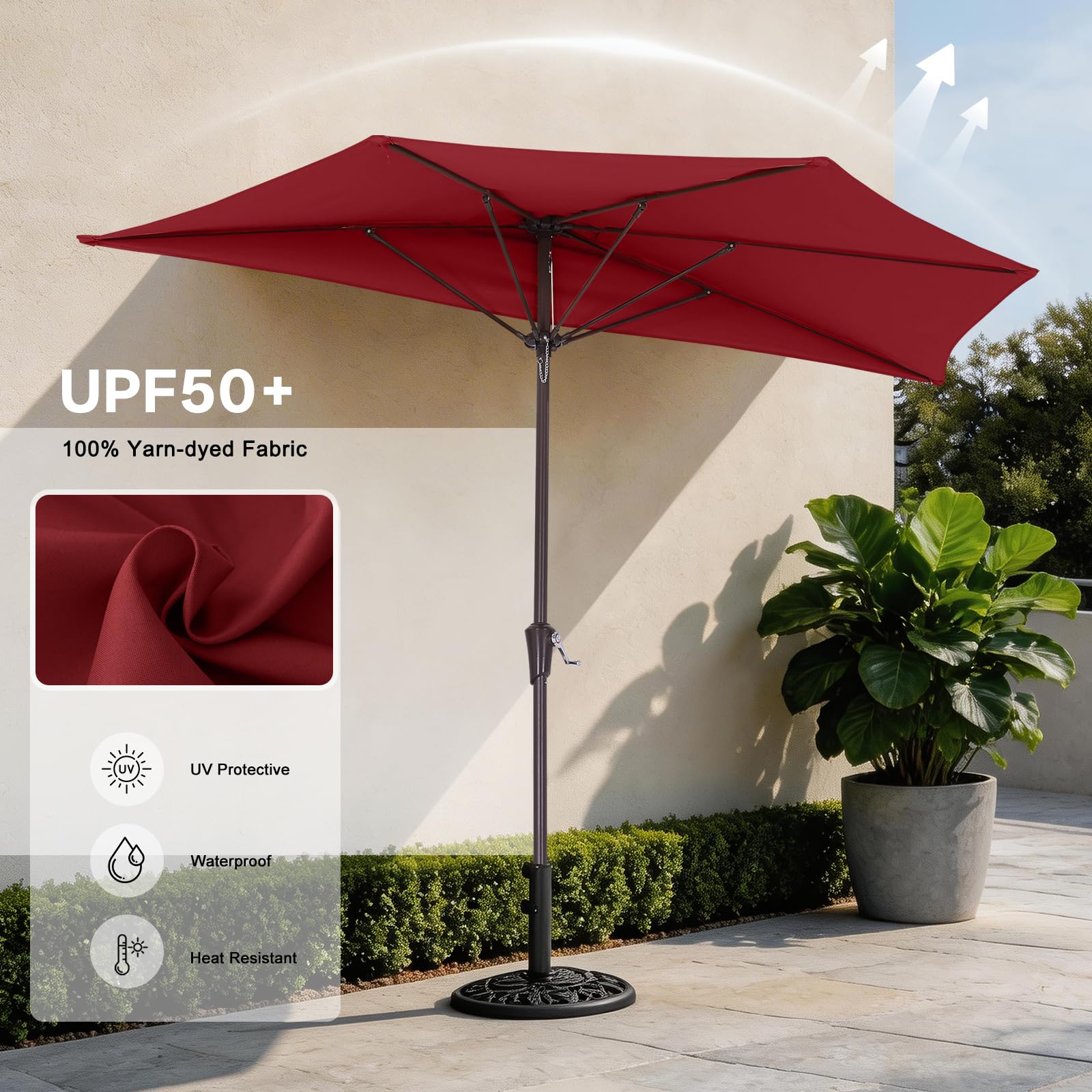 ABCCANOPY Patio Umbrella 9FT Outdoor Half Umbrella(Burgundy)