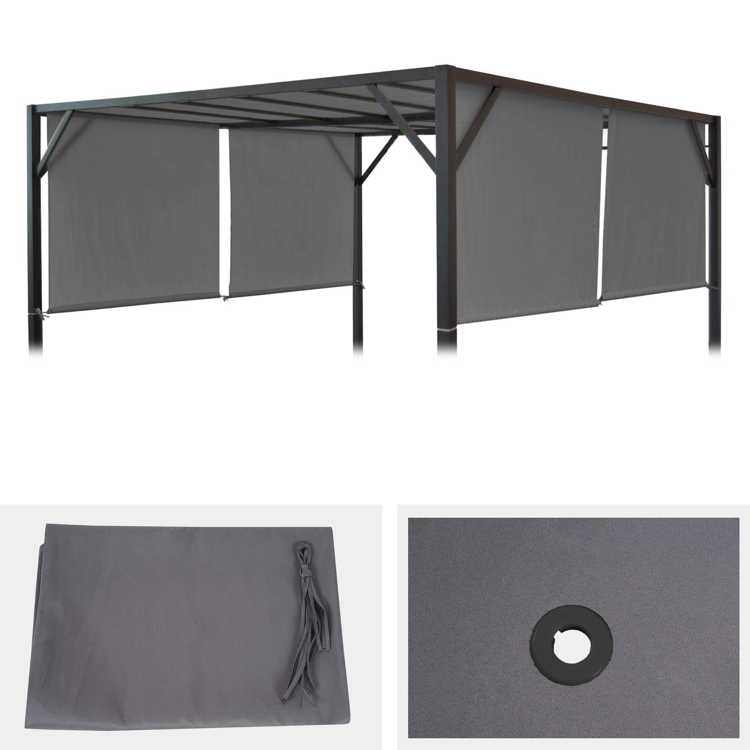 Ersatzbezug für Dach Pergola Pavillon Baia 3x4m - grau