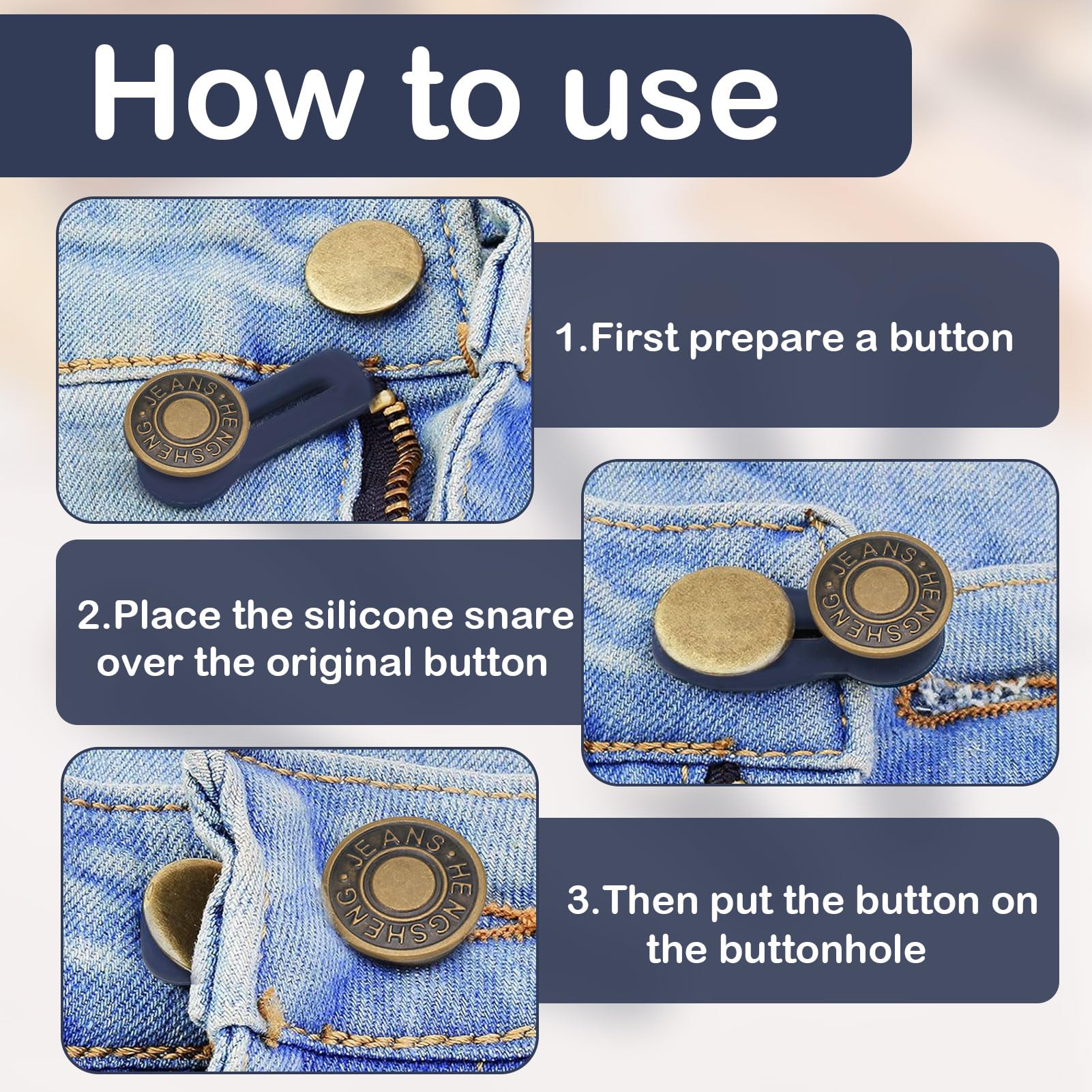 Estensori Per Vita Jeans - 6 Pezzi, Bottoni Regolabili In Metallo E Silicone, Per Pantaloni E Gonne - Foto 3