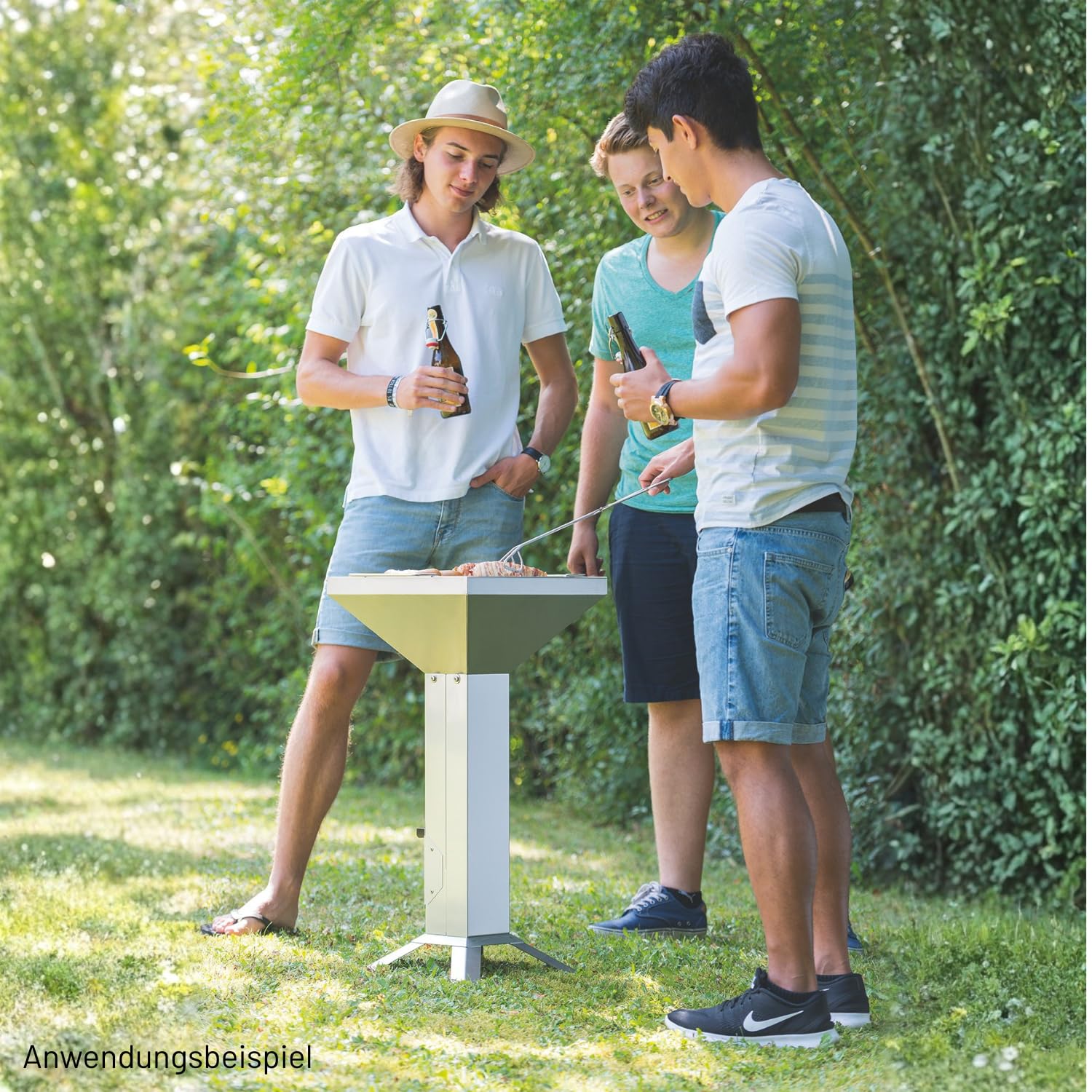 THÜROS T3 4-Fuß Edelstahl Holzkohle Gartengrill