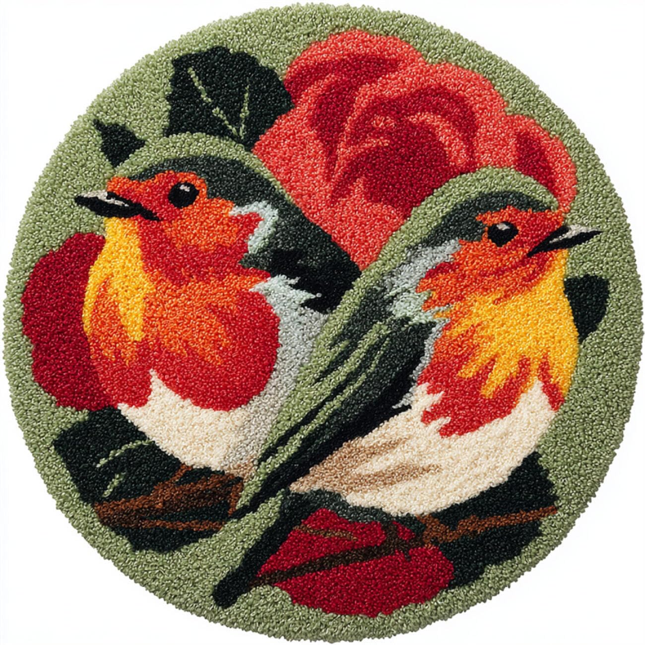 Kitquiver Rug Latch Hook Craft Kits Flowers and Birds 50x50cm