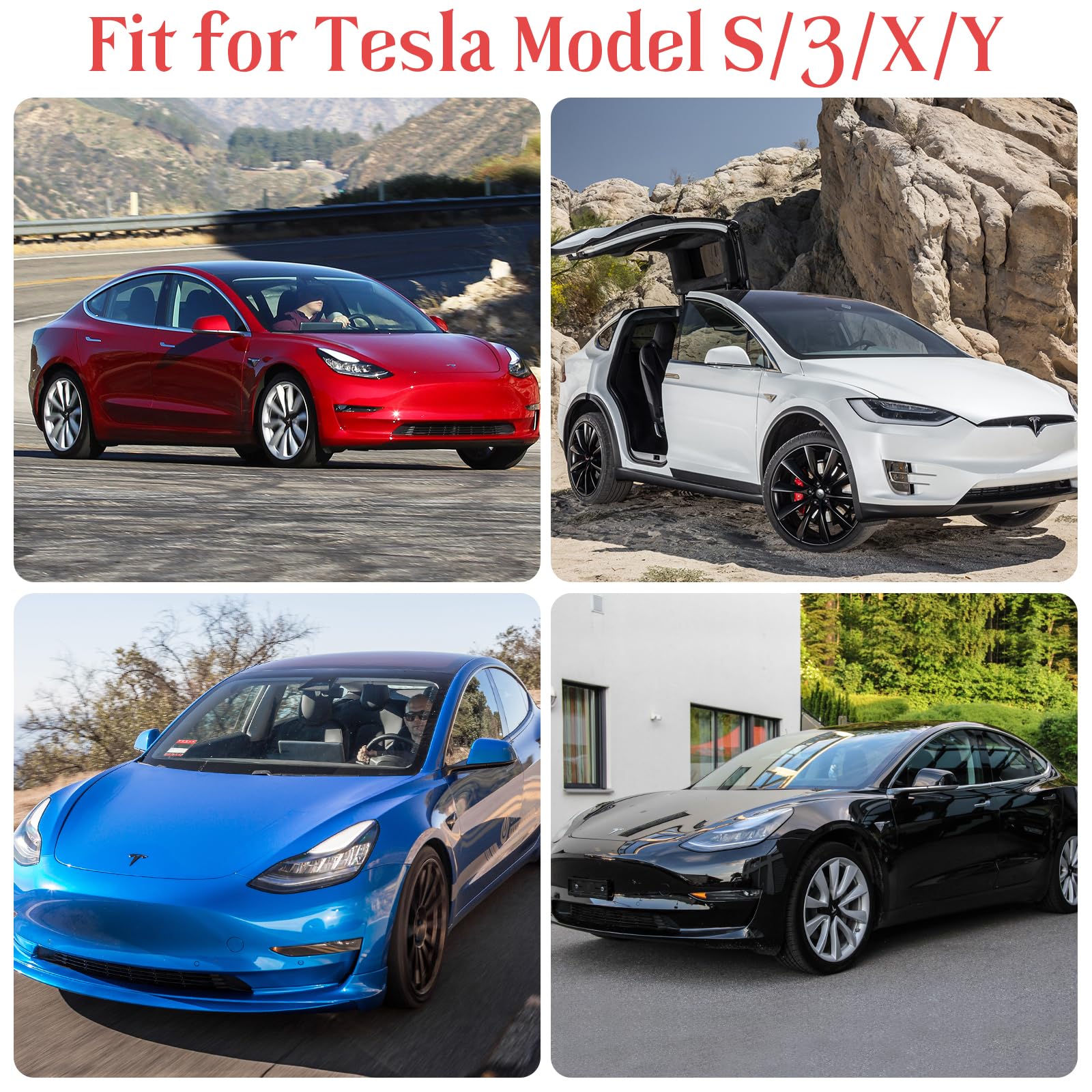 JAMATA Almohadillas de Goma Elevación de Tesla Model 3/Y/X/S,4 Piezas,Jack Pad Adaptador Duradero-Protección Antideslizante y Segura contra Daños en Batería y Chasis,Incluye Bolsa de Almacenamiento