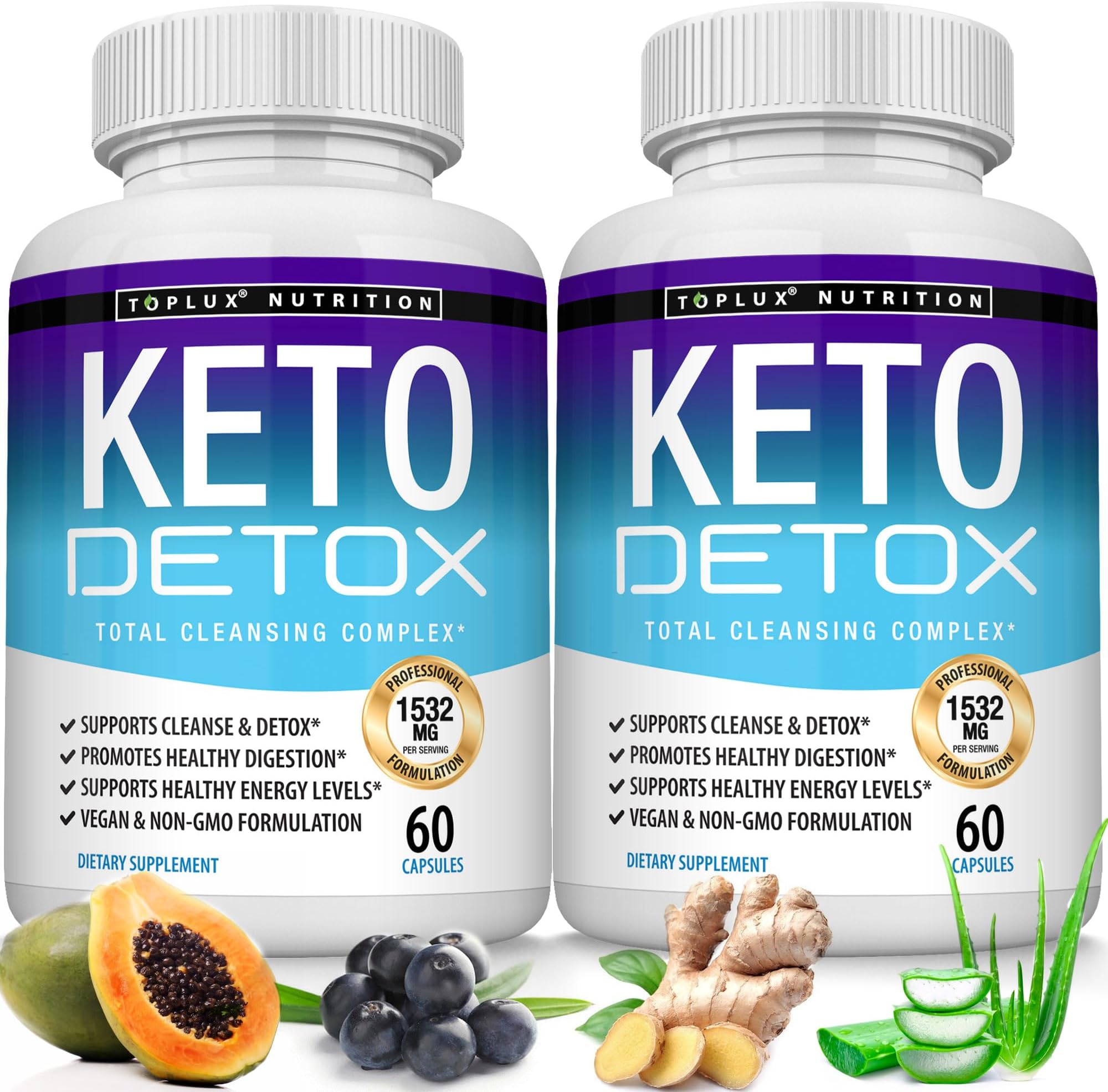 Toplux Keto Detox Pills Advanced Cleansing Extract – 1532 Mg Natural Acai Colon Cleanser Formula, Flush Toxins & Excess Waste, for Men Women, 60 Capsules, Supplement