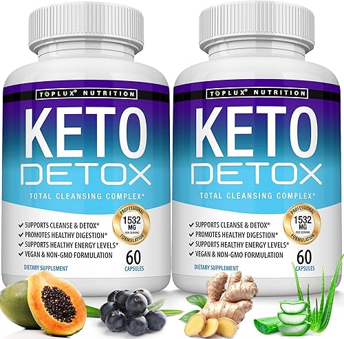 Toplux Keto Detox Pills Extracto de limpieza avanzada  Fórmula limpiadora de colon Acai natural de 1532 mg, toxinas de descarga y exceso de