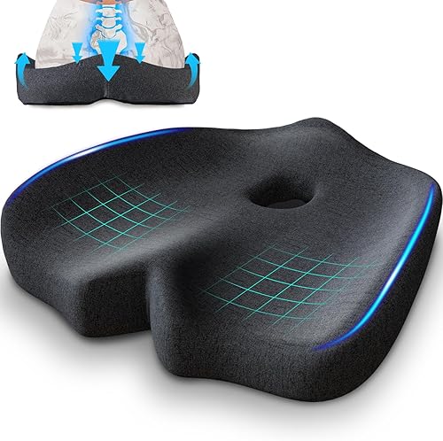 Cojín de asiento grande para silla de oficina, automóvil, cojín de espuma viscoelástica para silla de escritorio, alivio del dolor de ciática y