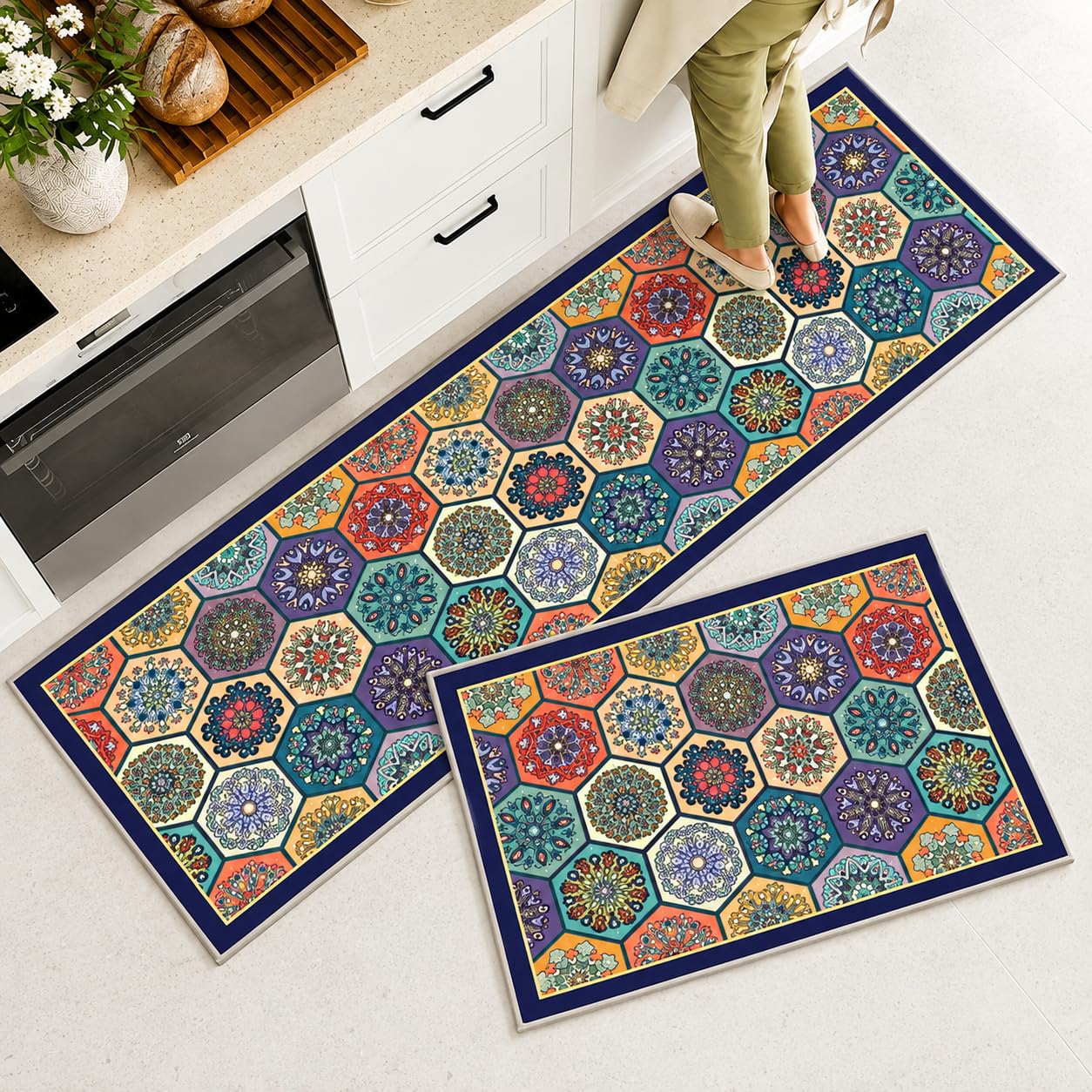 MAXOSHINE Kitchen Runners - Anti-Slip & Waterproof -8