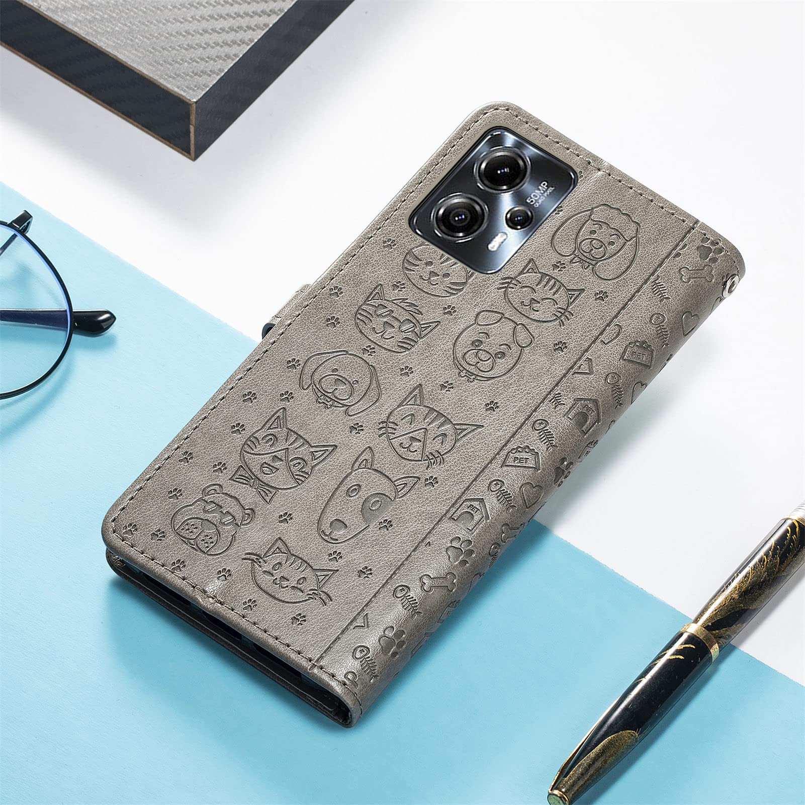 Fertuo Cover per Motorola Moto G13 / Moto G23, Custodia Portafoglio a Libro in Pelle Flip Cover