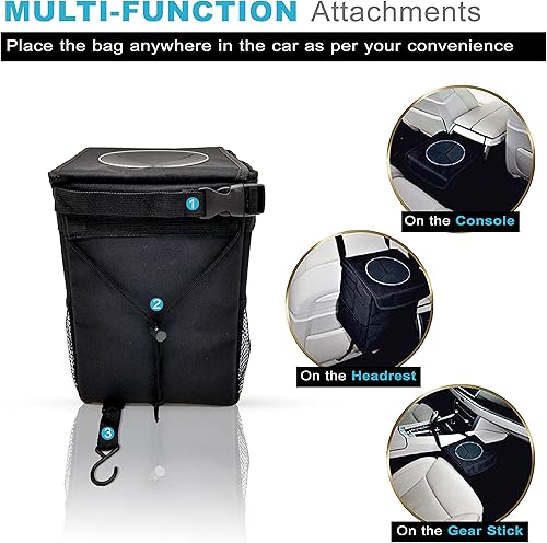 Miniatura 5 de Papelera Autobase para Coche  Bote de Basura para Camión SUV de Gran Tamaño de 3 Galones  Artículos Esenciales para Viajes por Carretera  Regalos