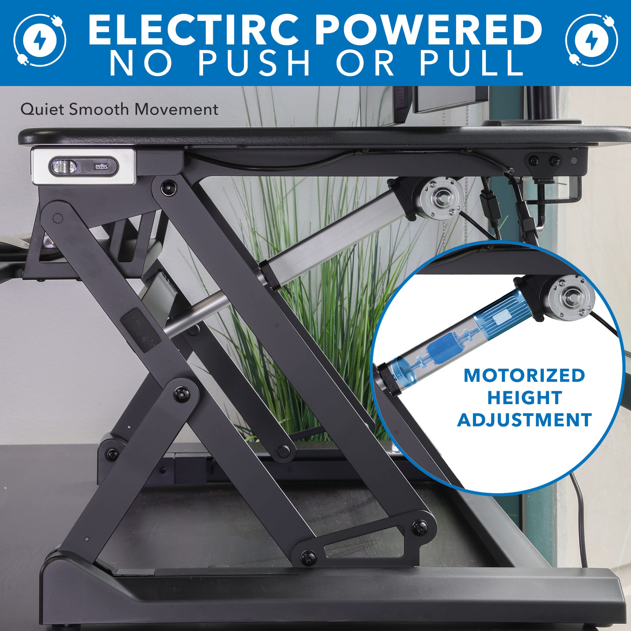 Mount-It Electric Standing Desk Converter with Dual Monitor Arm Stand Up Desk Riser X-Large 47 2 Wide Electric — view 6