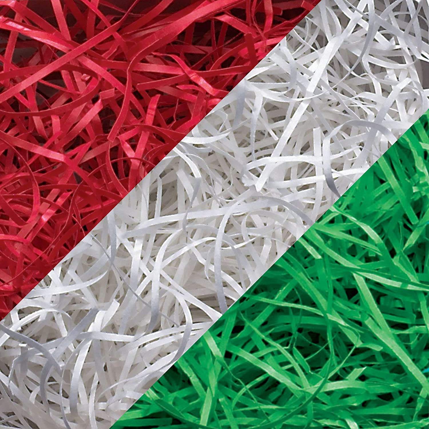 MustBeBonkers CHRISTMAS XMAS SHREDDED PAPER - RED/GREEN/WHITE - HAMPER SHRED - 50g Grams of Each