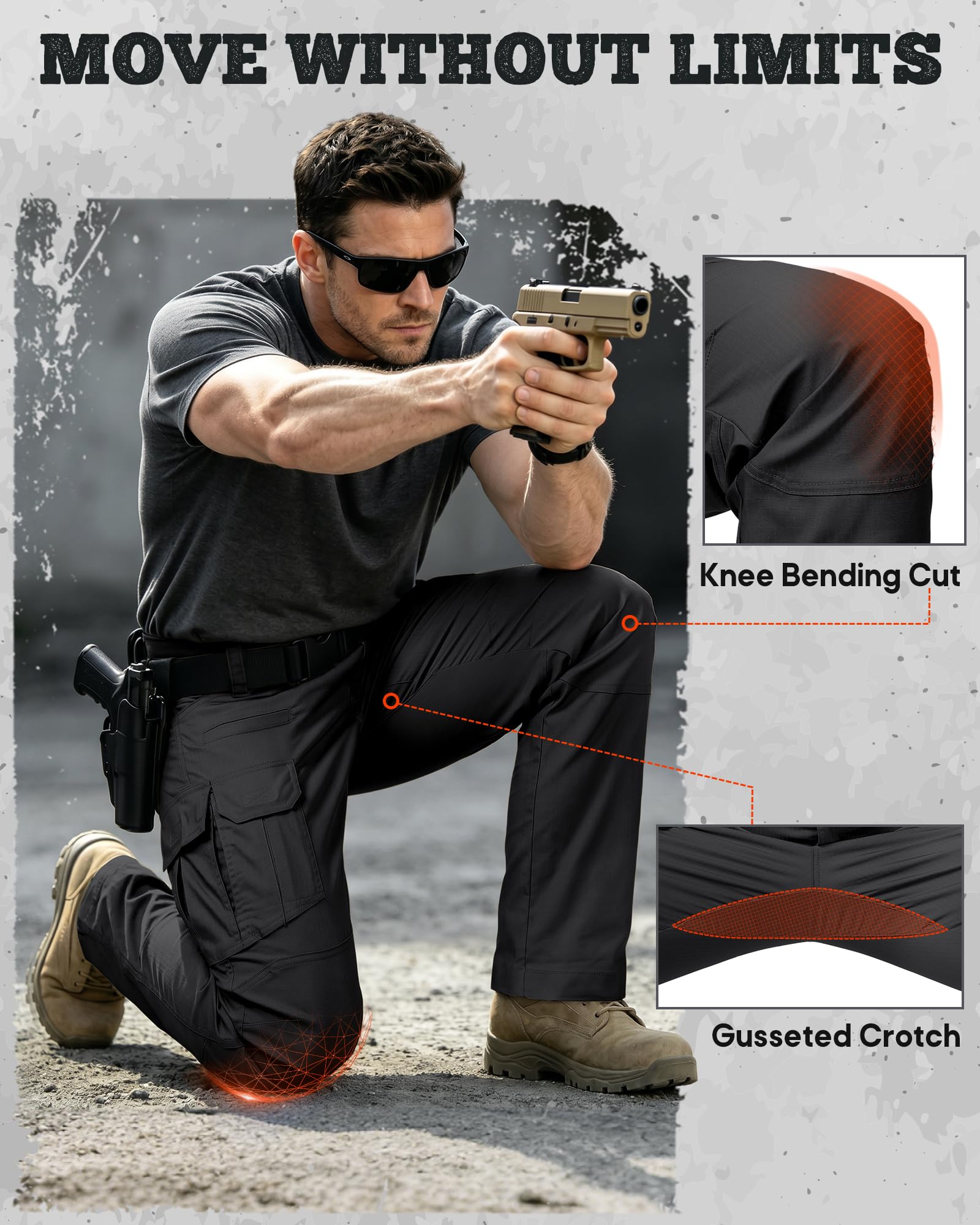 IGOLUMON Arbeitshosen Männer Stretch Robuste Cargohose Herren mit Elastische Bund & Vielen Taschen Taktische Hose Outdoorhose