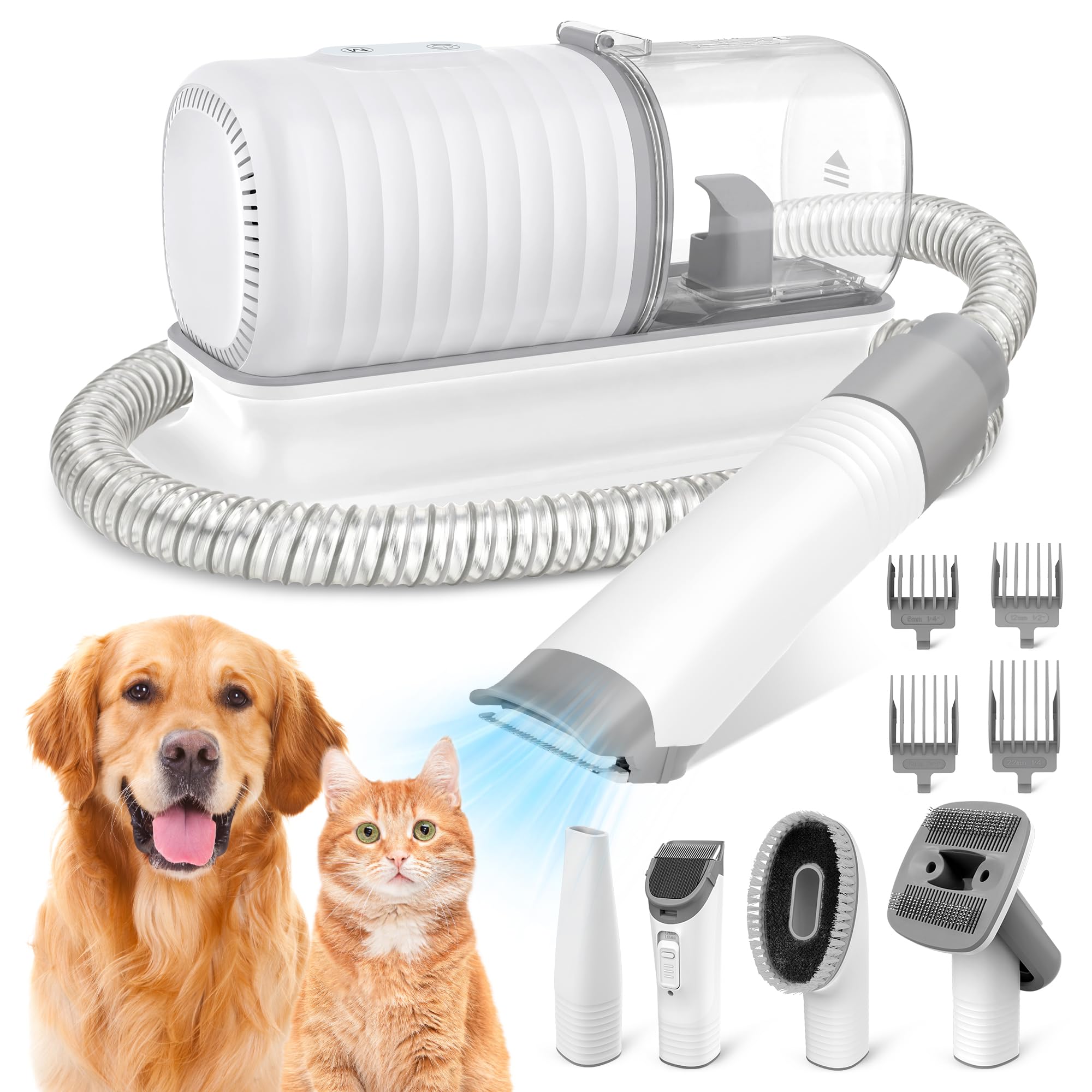 Kit per la toelettatura del cane, aspirapolvere per la toelettatura degli animali domestici con tagliacapelli elettrico, spazzola per la pulizia della polvere da 1,5 l, strumento per la pulizia e la