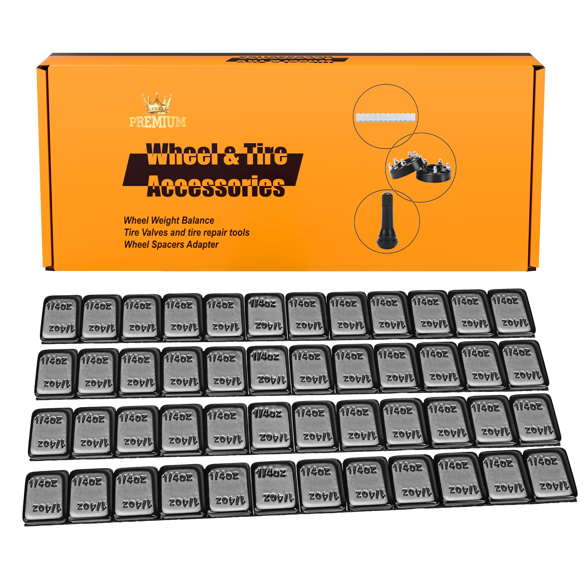 YIZBAP Wheel Weights Black 1/4oz, 72 oz/Box, 288pcs, with Strong Black Adhesive. 0.25 Ounce Stick on Wheel Weights for Cars, Trucks, SUVs, Motorcycle and Others