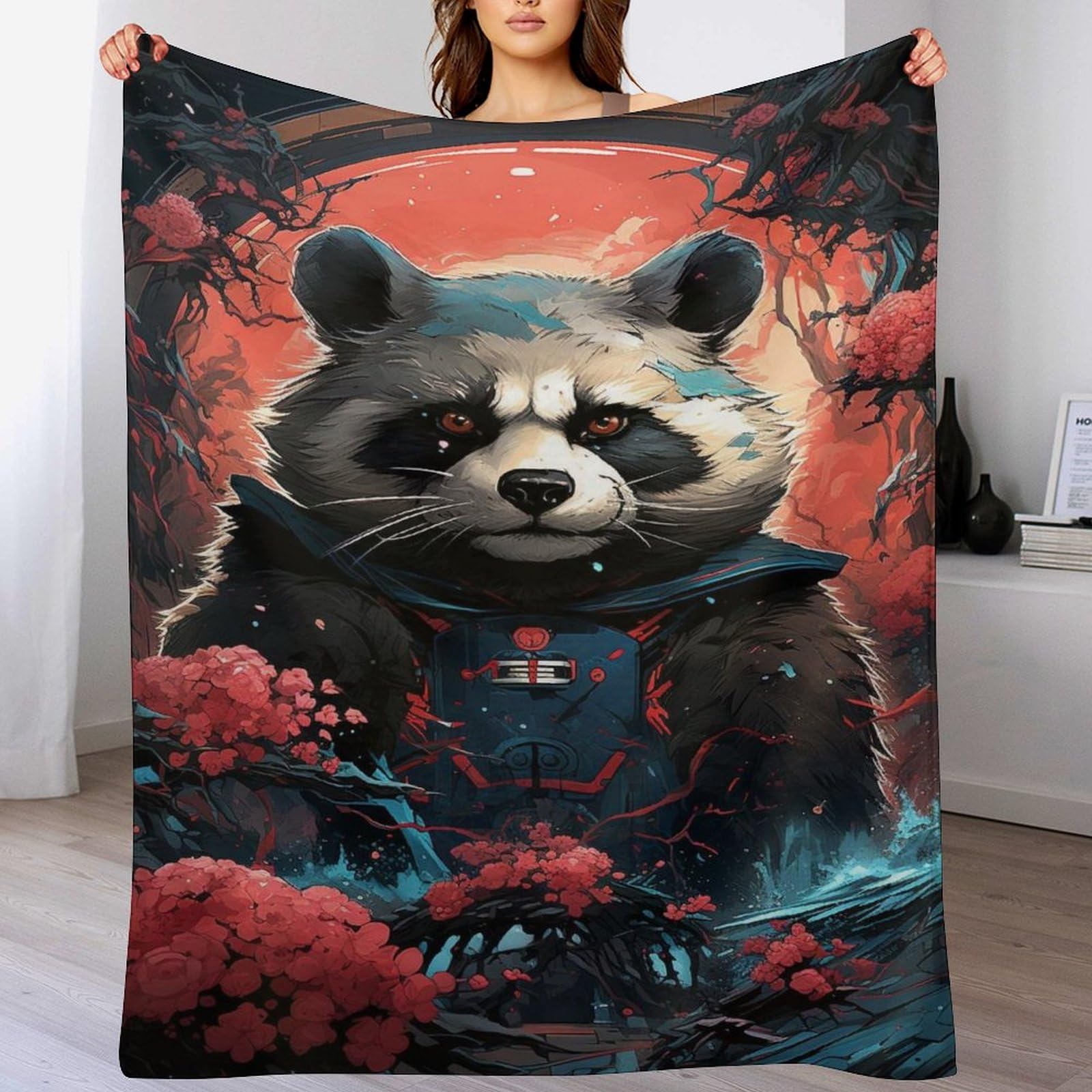 Manta de franela suave de panda de 130x180cm para cama y sofá