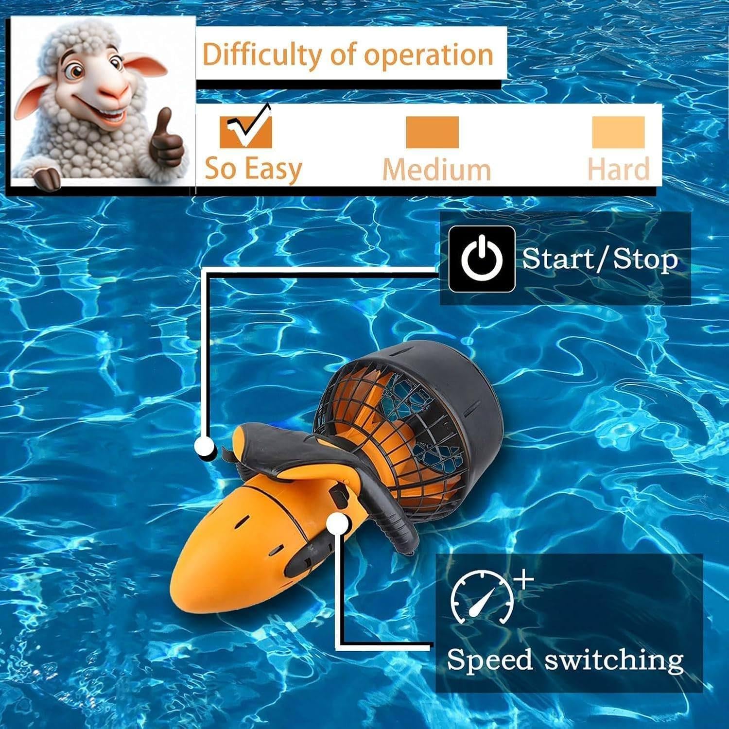 Scooter Submarino, Propulsor Eléctrico Subacuático 500 W, Un Potente Impulsor para Buceo Y Natación para Aventuras Acuáticas Inolvidables, Snorkel Y Diversión En Piscina.