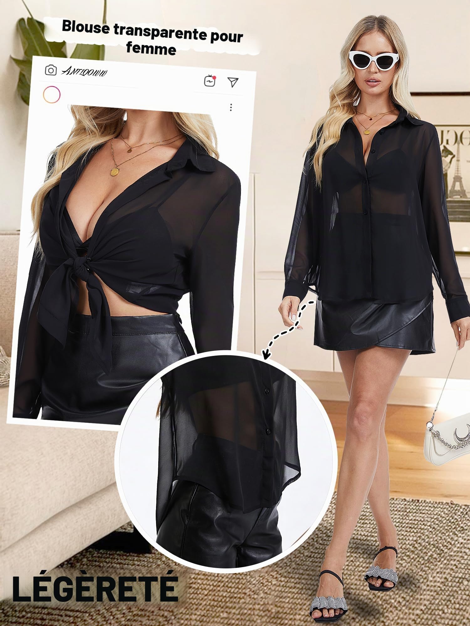 Chemisier pour Femme Chemise élégante Chemise Classique légère pour Femme, Chemises à Manches Longues pour Femme avec Patte de Boutonnage, Tailles S-XXL