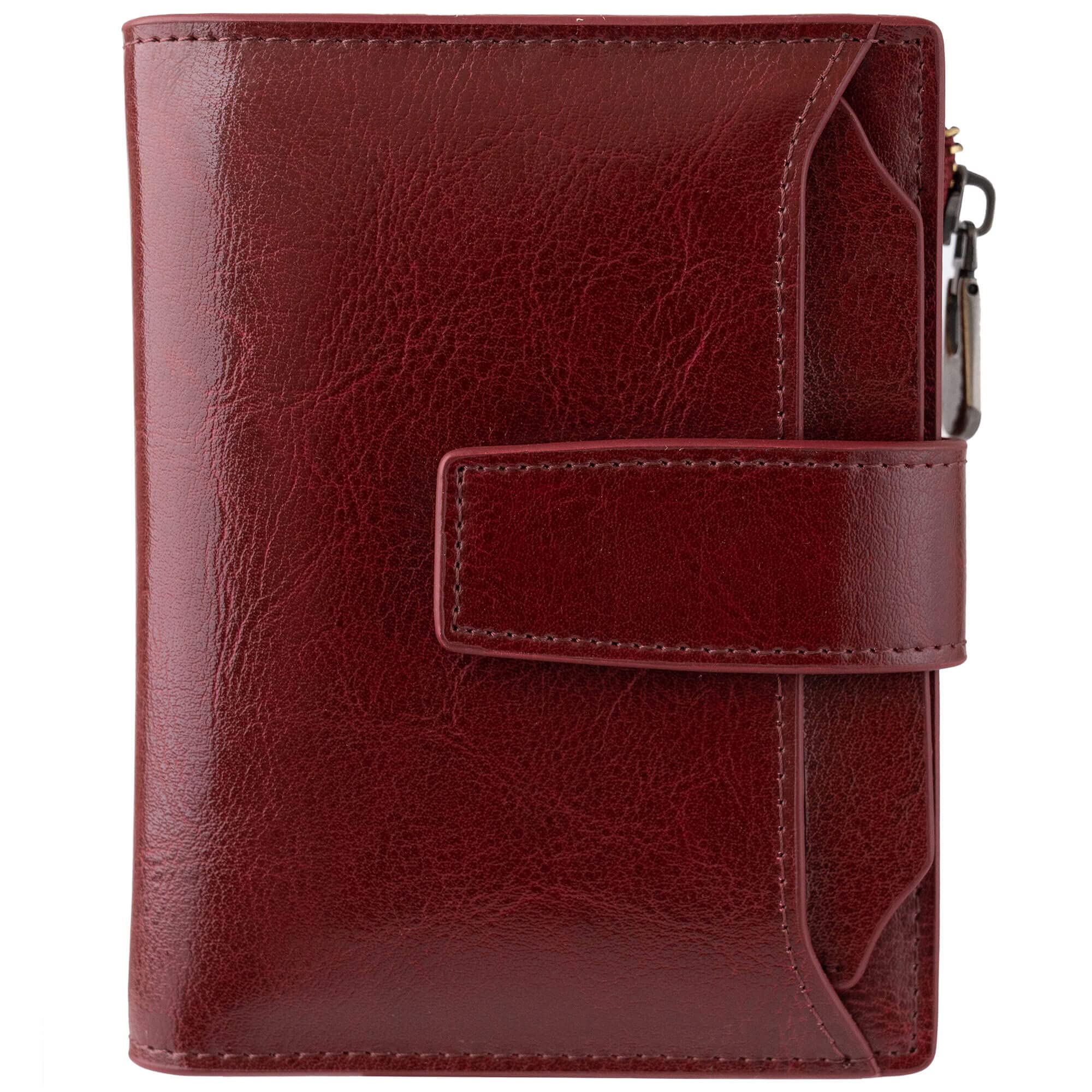 Women's Small Leather RFID Blocking Bifold Zipper Pocket Wallet Ladies Credit Card Slots Purse with id Window