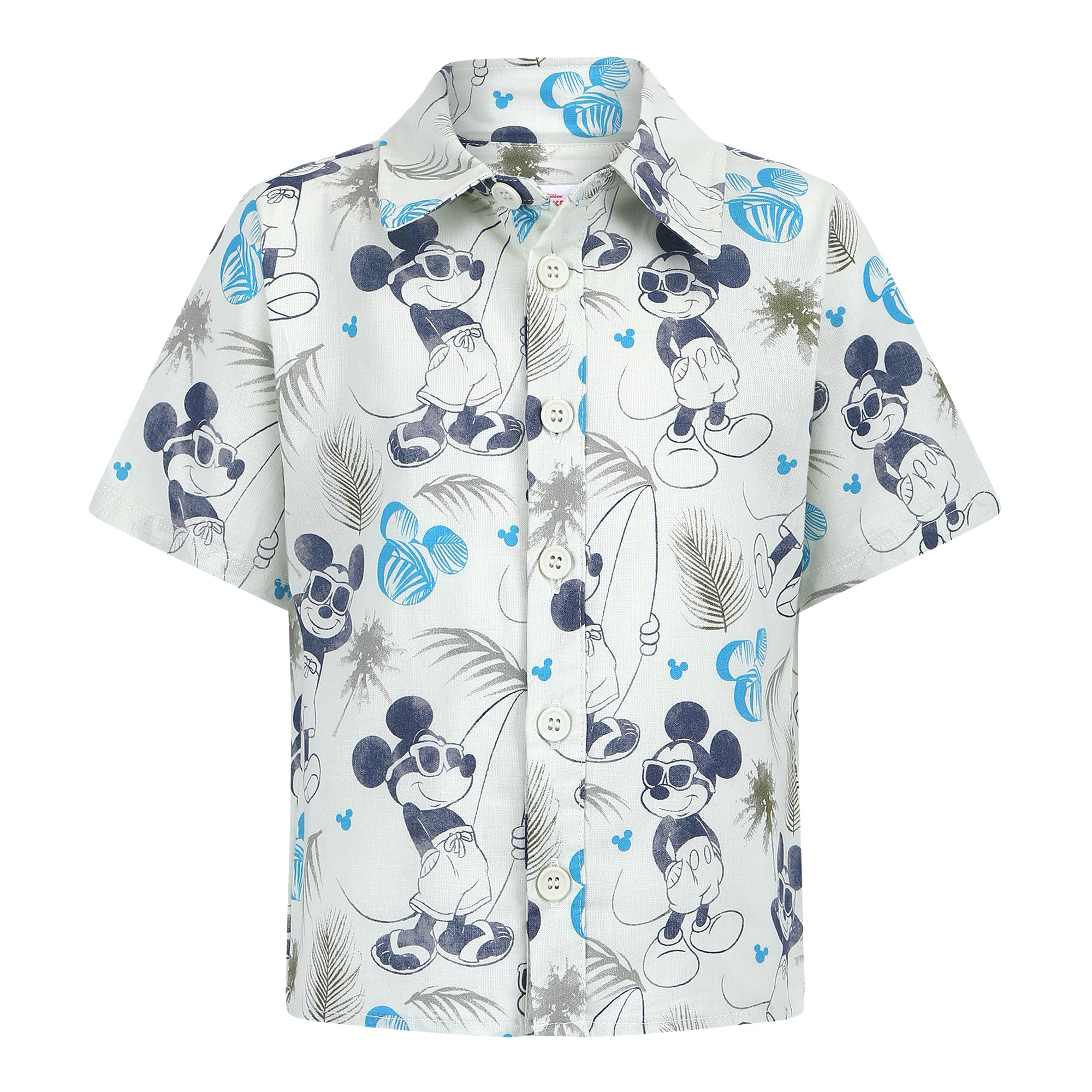 Disney Mickey Mouse - Juego de 3 piezas con botones, playera y pantalones cortos, para niños, color verde