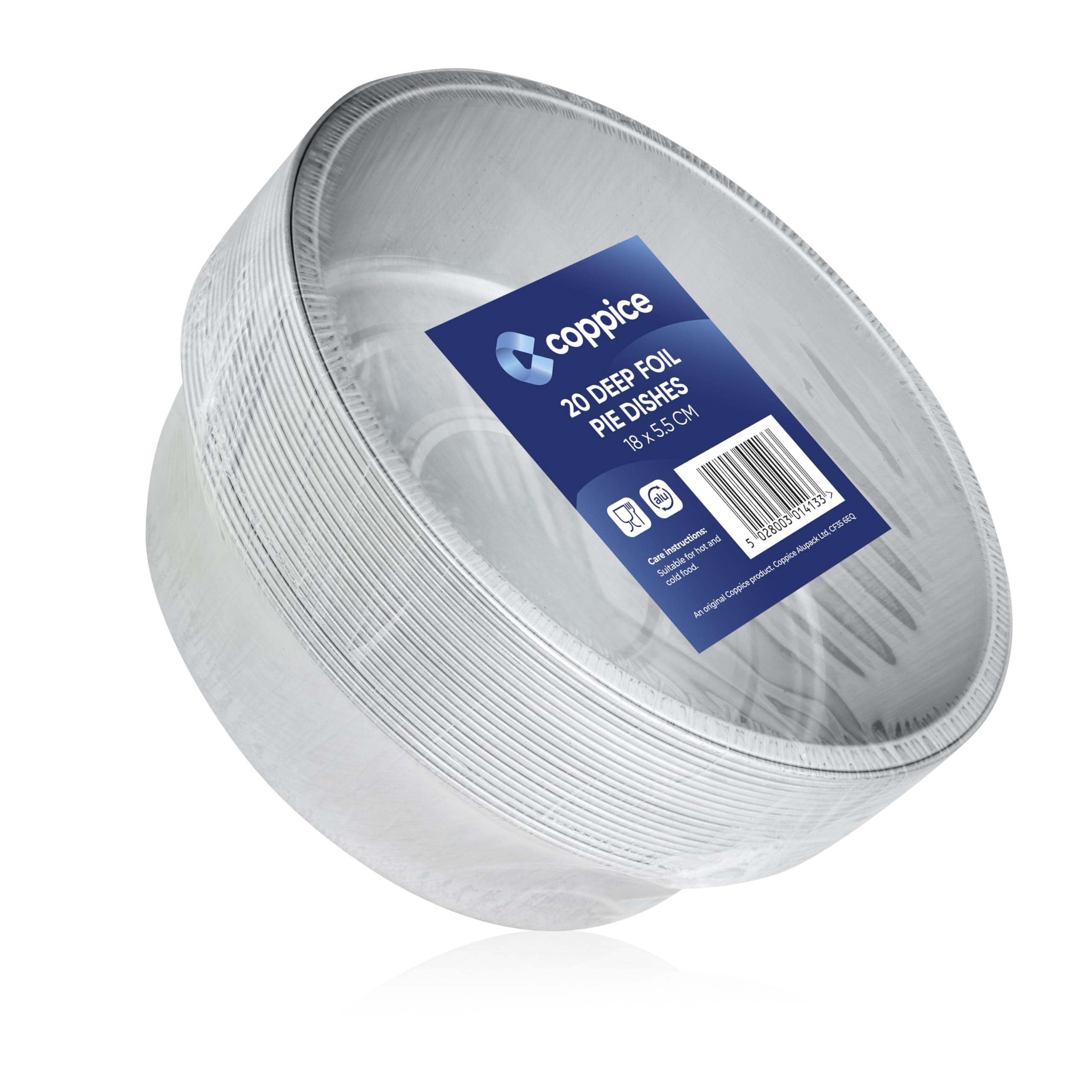 Coppice Strong Deep Aluminium Foil Pie Dish for Baking, Serving & Food Storage | 18cm x 5.5cm | Freezer, Microwave, Air Fryer & Oven Safe (20)