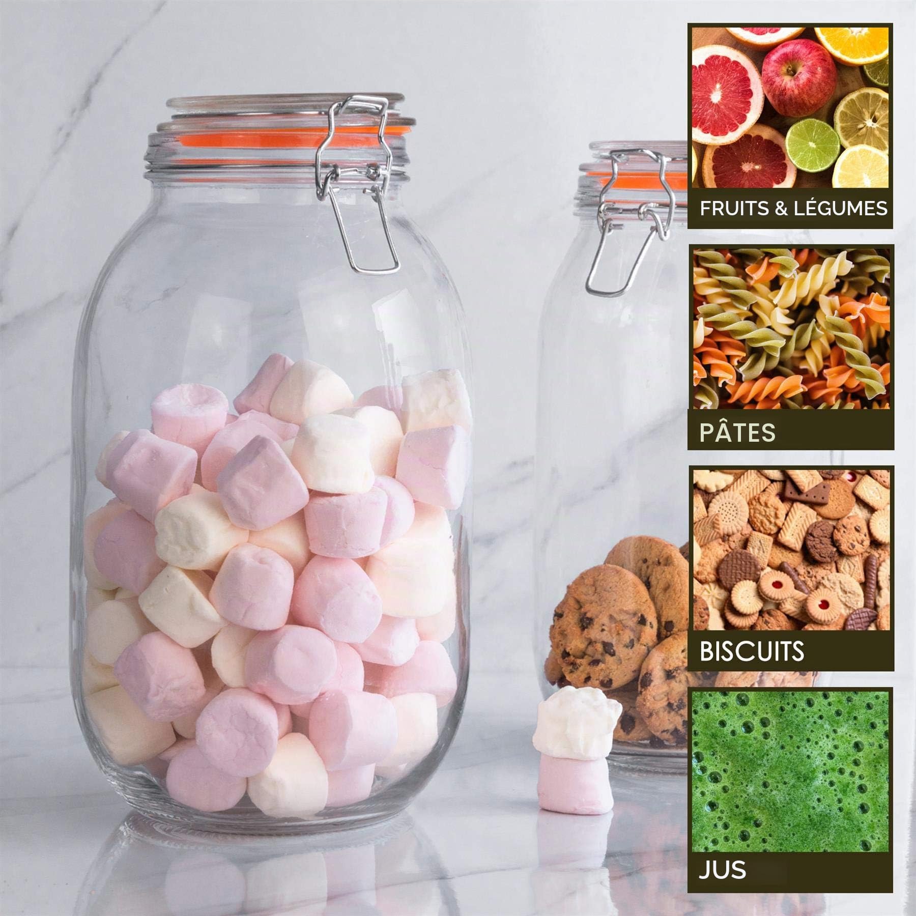 Bocaux en verre - conserve/biscuit - 3000 ml - lot de 3