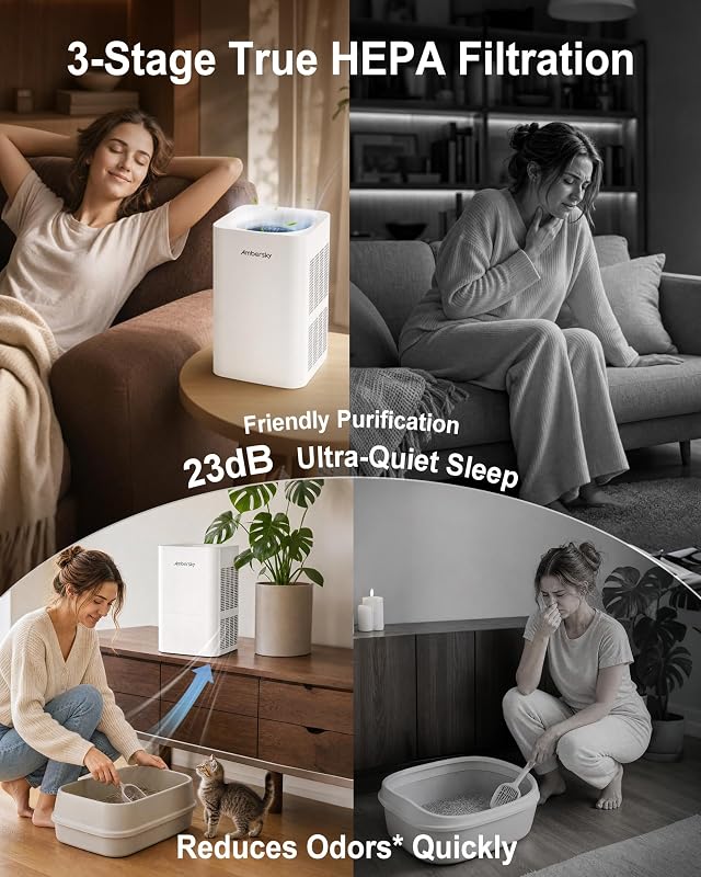 Ambersky HEPA Filter Air Purifier for Home Bedroom Large Room 2500 Ft² AUTO image 3