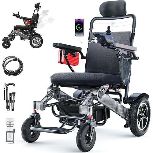 Reclining Electric Wheelchairs for Adults & Seniors, 500W All Terrain Folding Power Wheelchair, 30 Miles Range Motorized Wheelchair with Adjustable Headrest, 400 lbs Capacity
