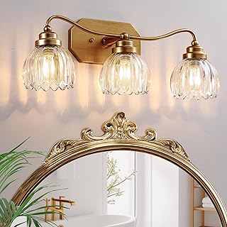 Vintage Bathroom Light Fixtures, Gold Bathroom Vanity Light, Matte Antiq...