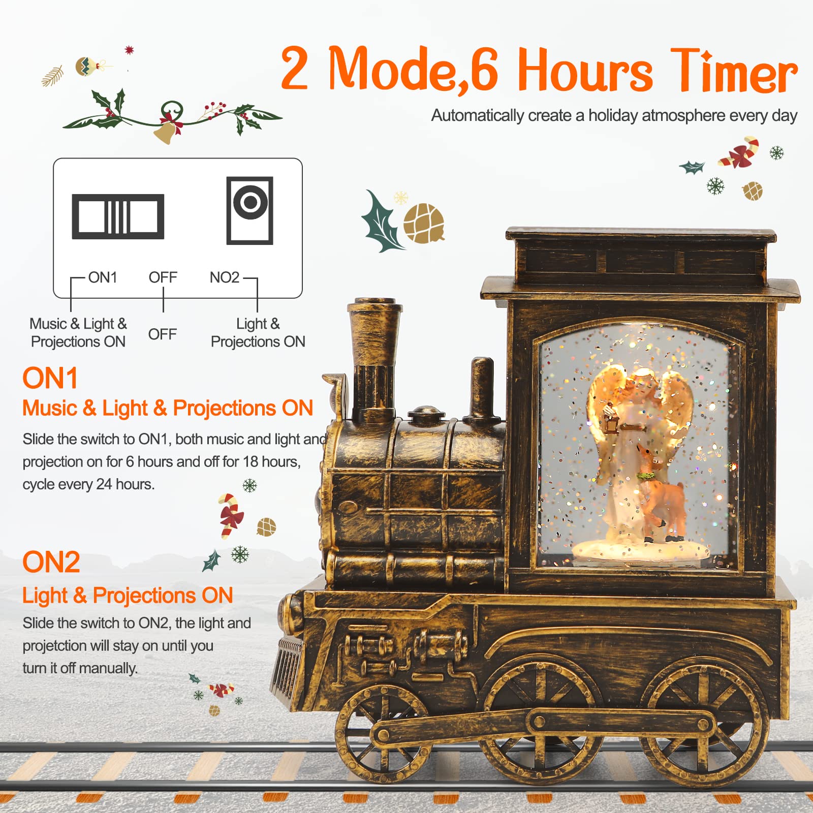 Amazon.co.jp: クリスマス スノードーム ランタン トレイン