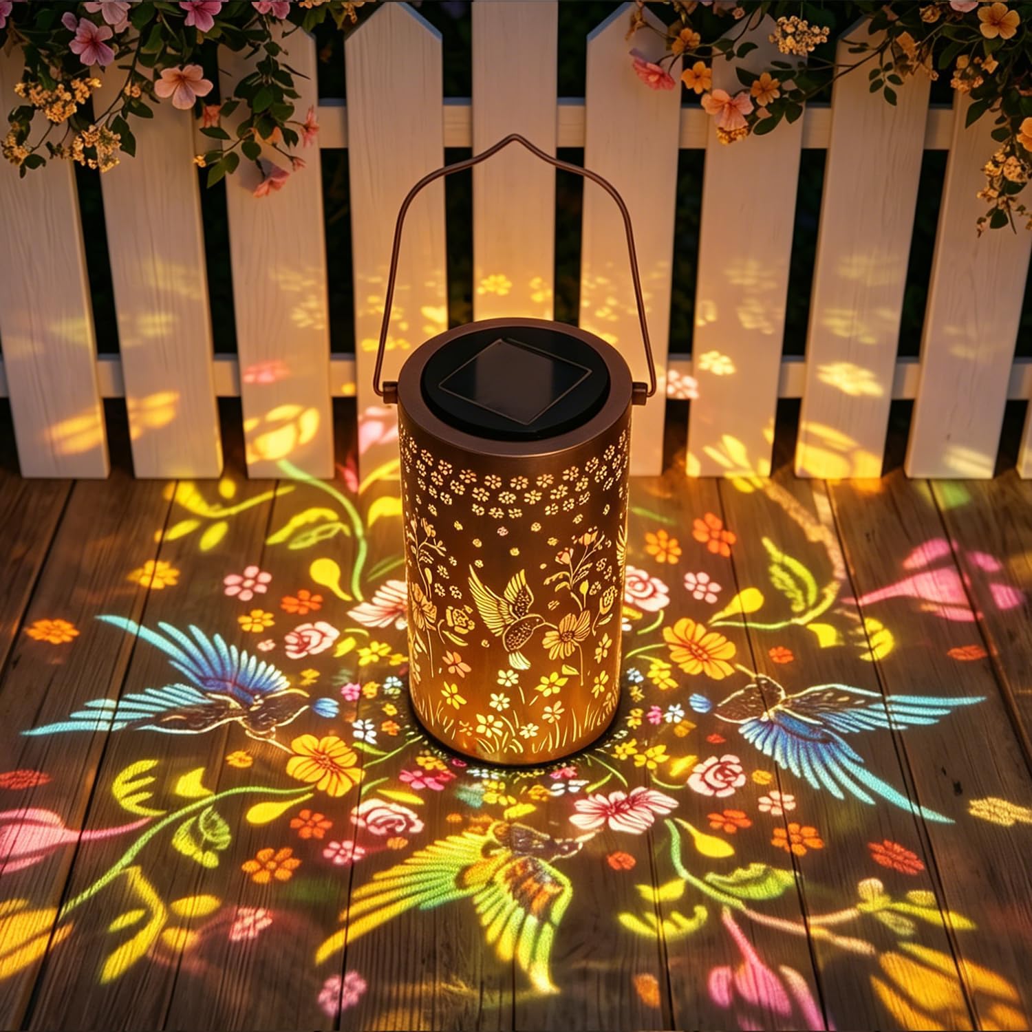 Butterfly Solar Lights Outdoor Garden, Colorful Hanging Solar Lights for Outside, Metal Garden Ornaments Outdoor for Yard, Patio, Backyard, Porch for Women Mom Grandma Gift (Hummingbird)