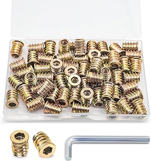 Threaded Inserts, 60PCS M6x15mm Threaded Inserts for Wood,Wood Inserts, Nut Inserts with Hex Key Wrench