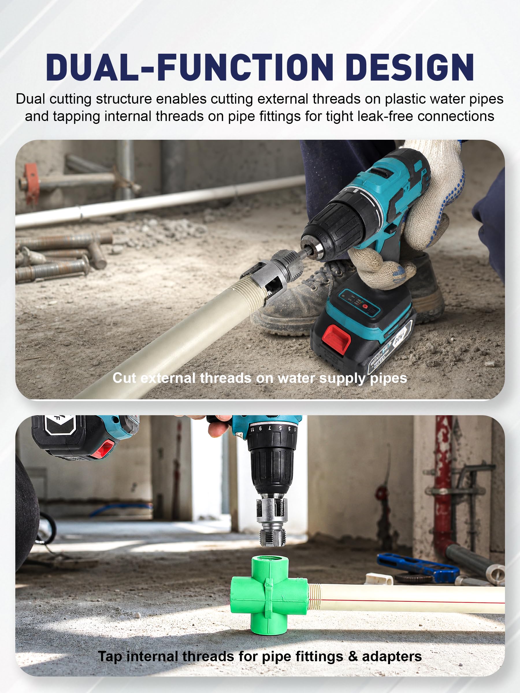 PVC Pipe Threader Kit - 3-in-1 for Plumbing -4