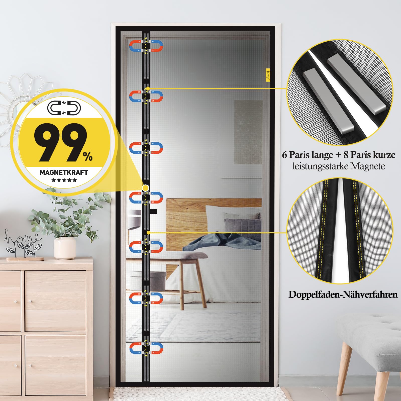 Magnetisch vliegengaas 175 x 200 cm Automatische Sluiting,Houdt Frisse