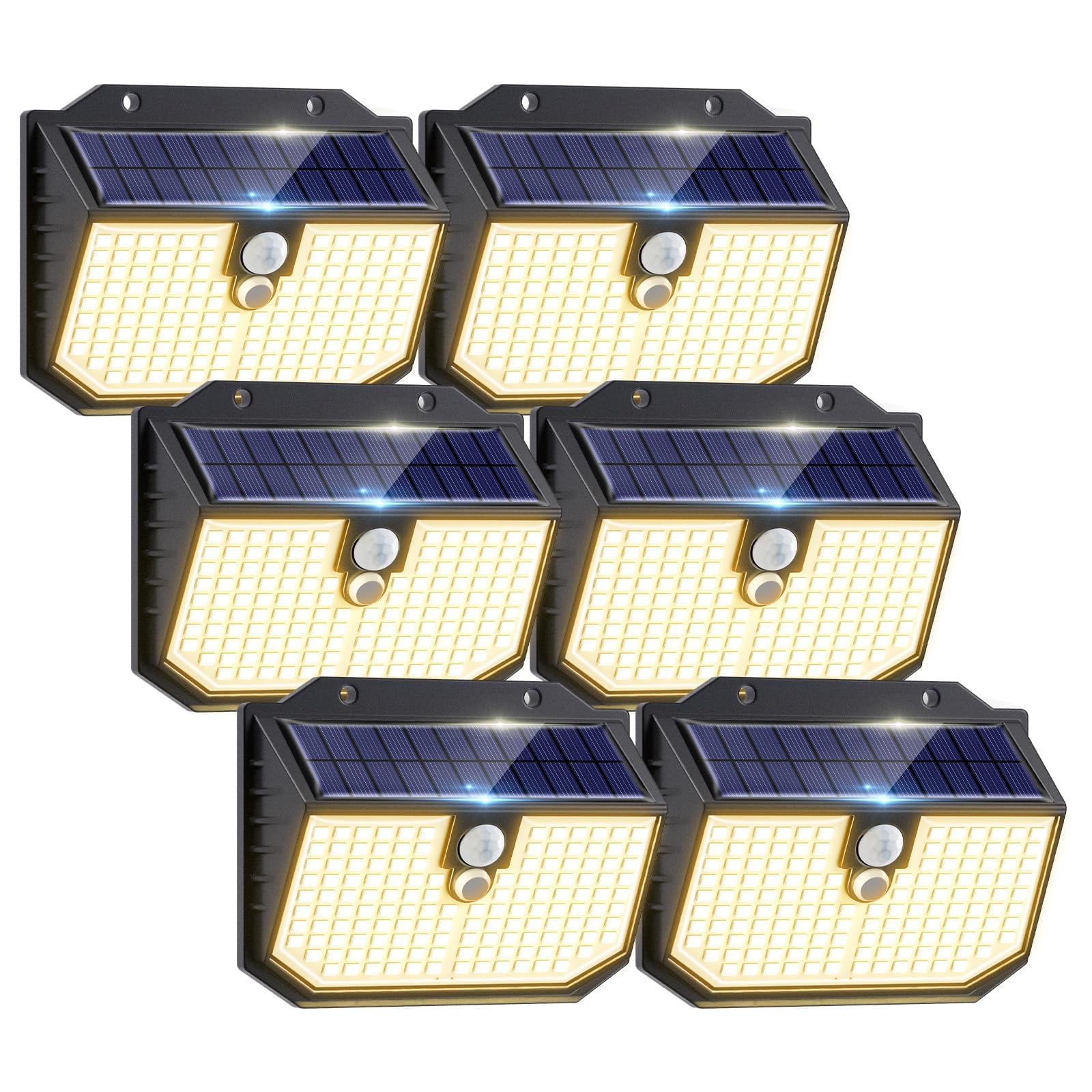 nipify 6 Pack Solar Security Lights,Upgraded 3000K Warm Outdoor Solar Light, Solar Lights Outdoor Garden with 3 Modes Motion Sensor,IP65 Waterproof Solar Wall Light for Fence Front Door Yard Garage — image 1