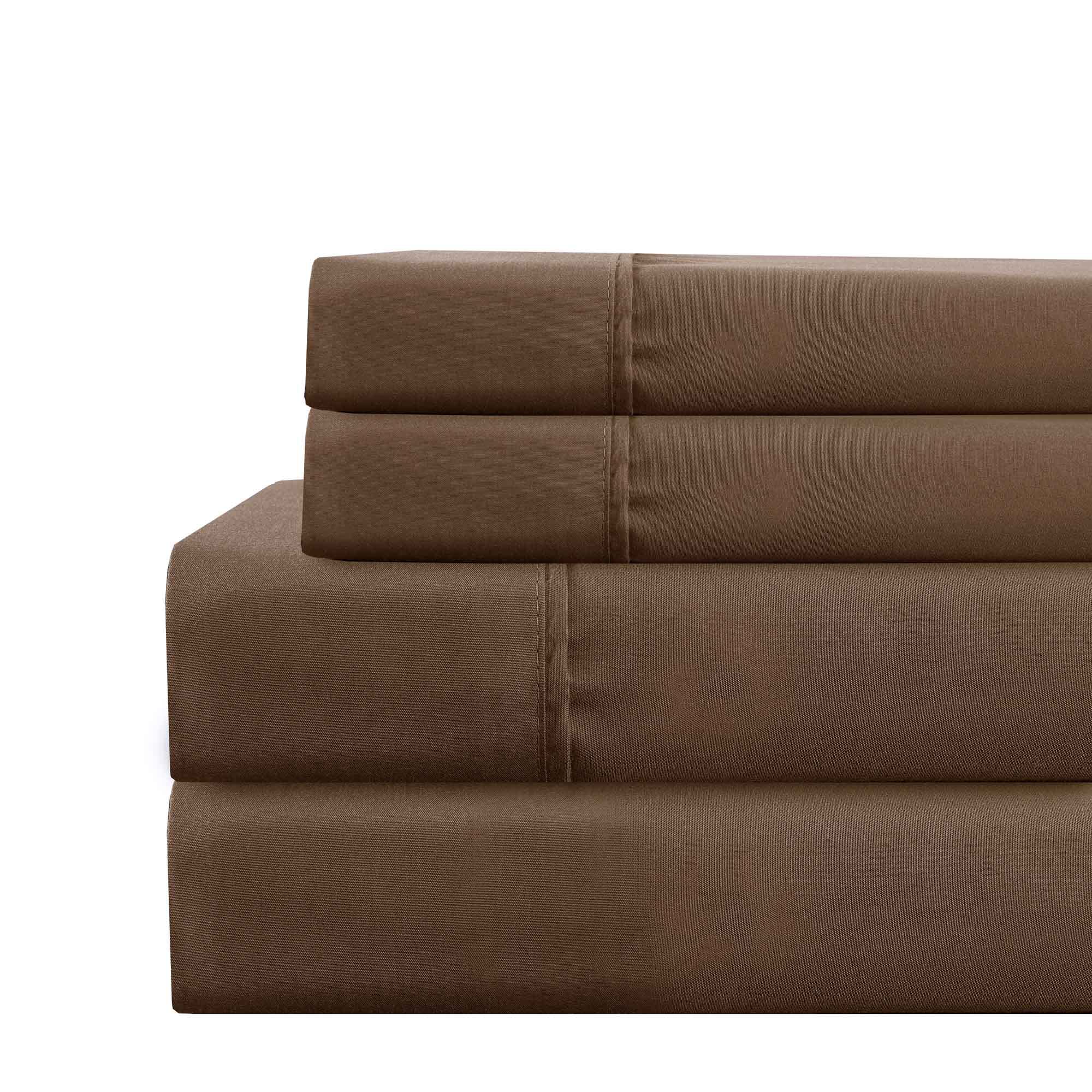 AmrapurOverseas Deep-Pocket Ultra-Soft Solid 4-Piece Sheet Set, California King, Chocolate