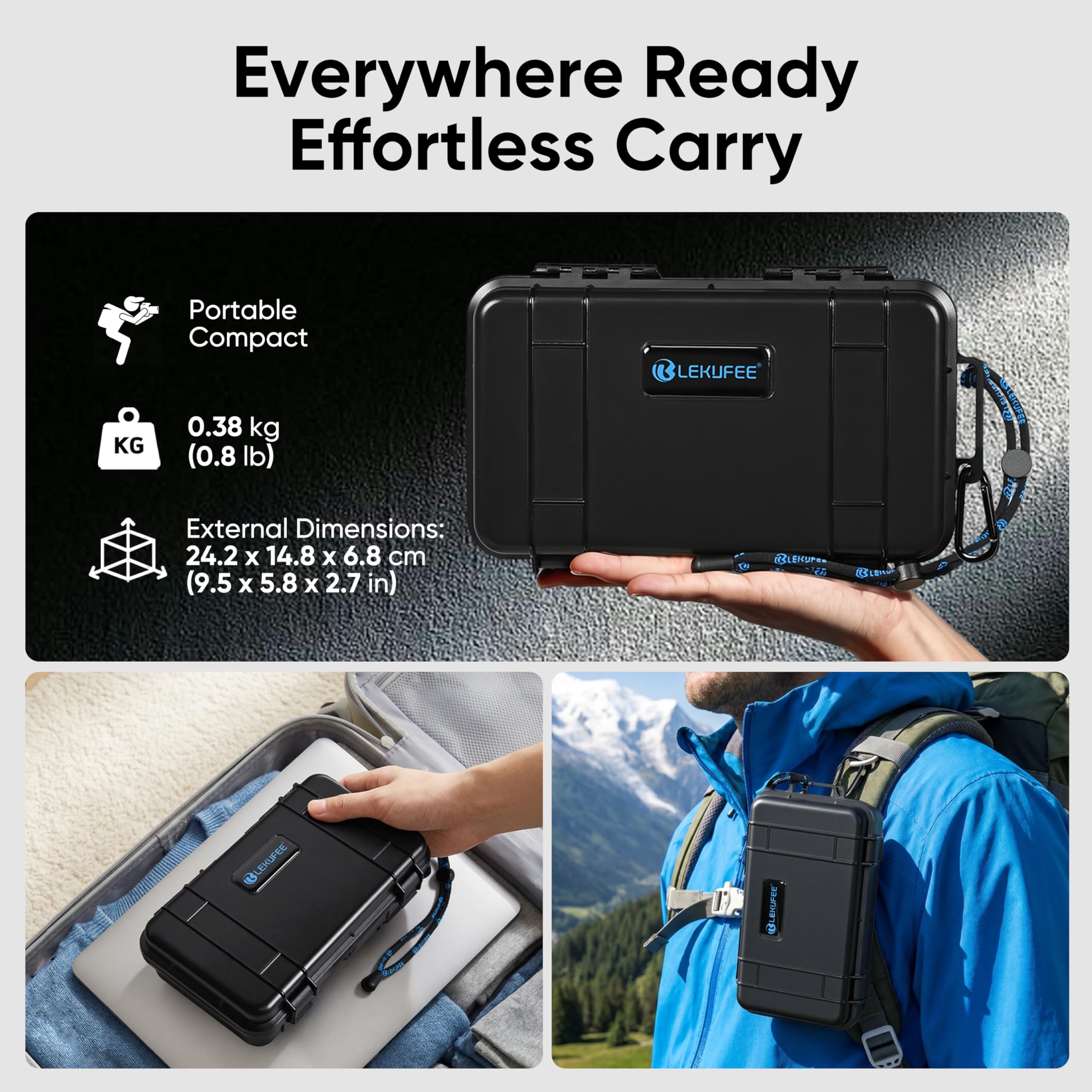 Lekufee Custodia rigida portatile impermeabile per videocamera digitale Xtra Muse e accessori, custodia protettiva antiurto per il trasporto, nera (solo custodia)